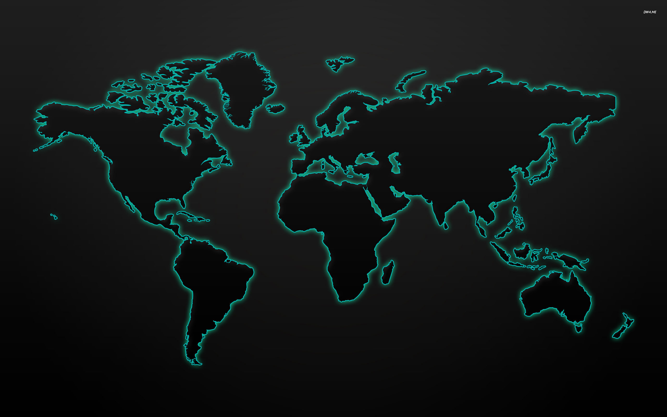 Mappa del mondo, Contorni, Neon, Sfondo nero, 2K, wallpaper per portatile