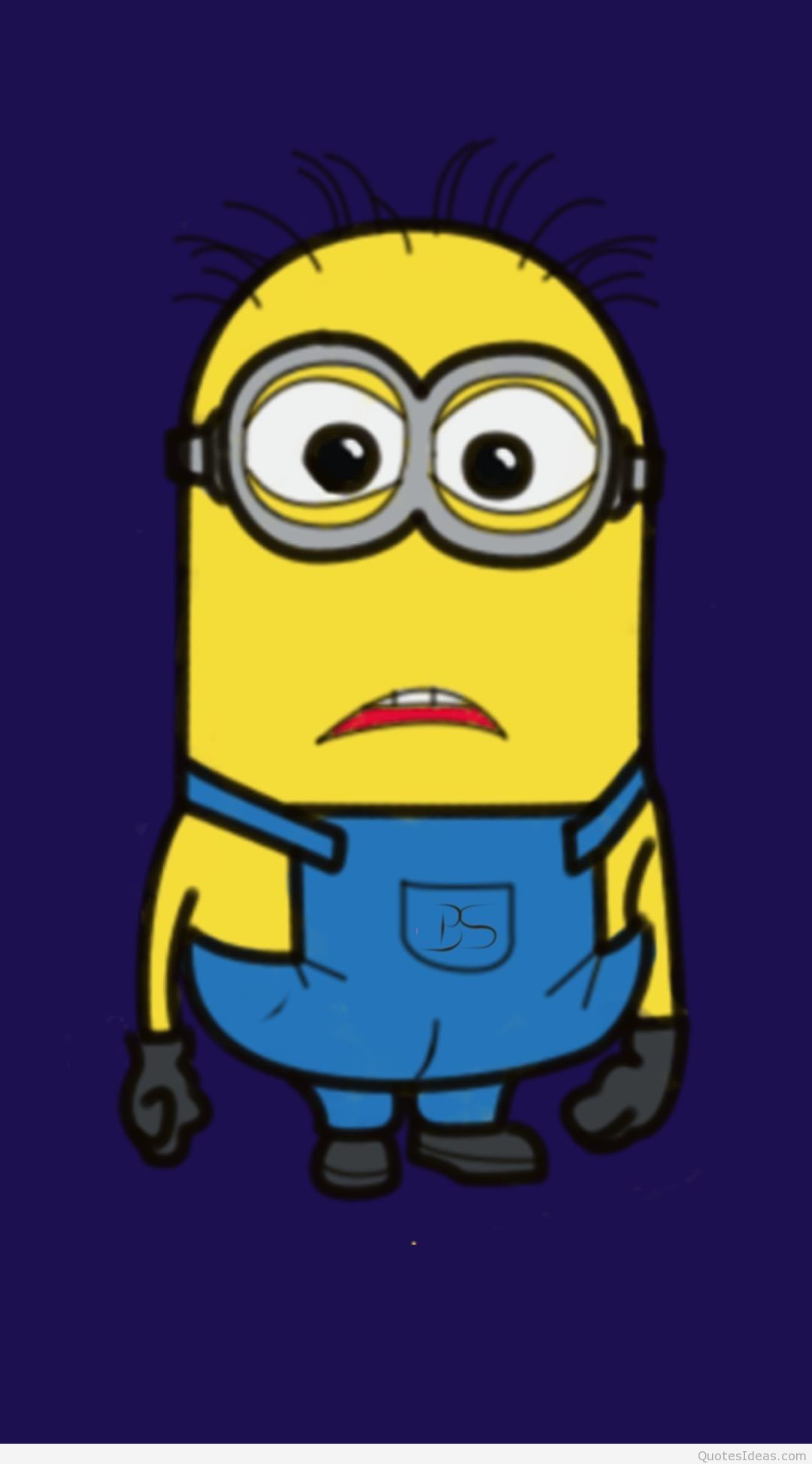 Minion, Illustrazione, Sfondo blu scuro, Minimalista, schermata Home Android