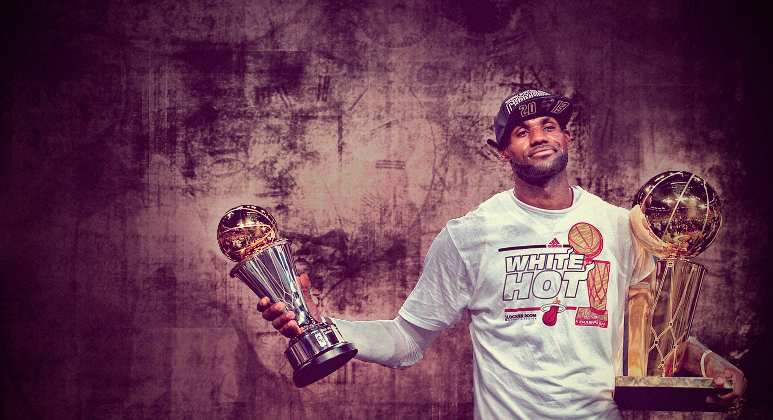 LeBron James, Miami Heat, Trofeo Larry O'Brien, Trofeo MVP, Campionato NBA, sfondo 2K per PC