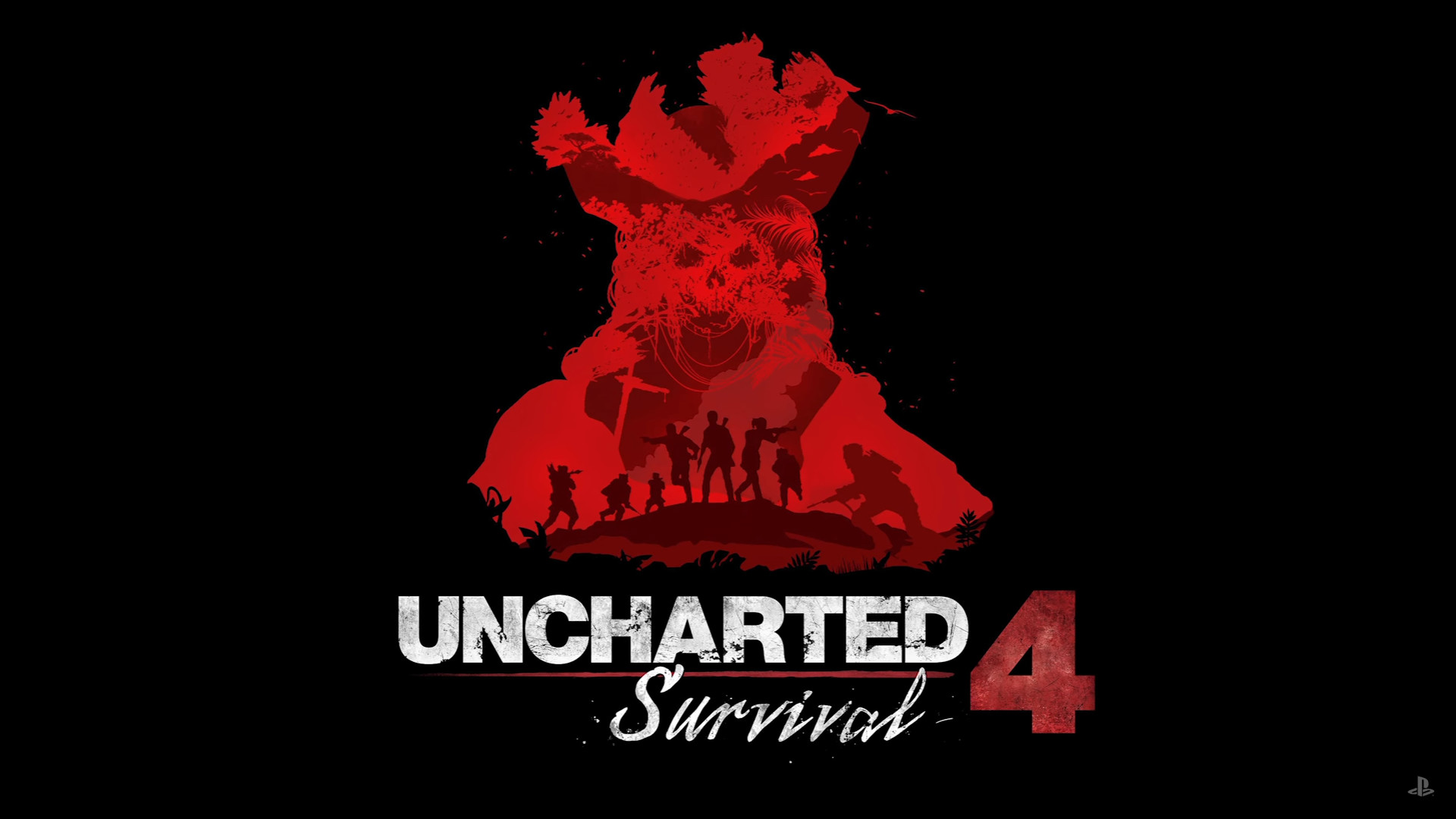 Uncharted 4: Survival, Uncharted 4, Logo, Silhouette rossa, Sfondo nero, wallpaper 1920x1080