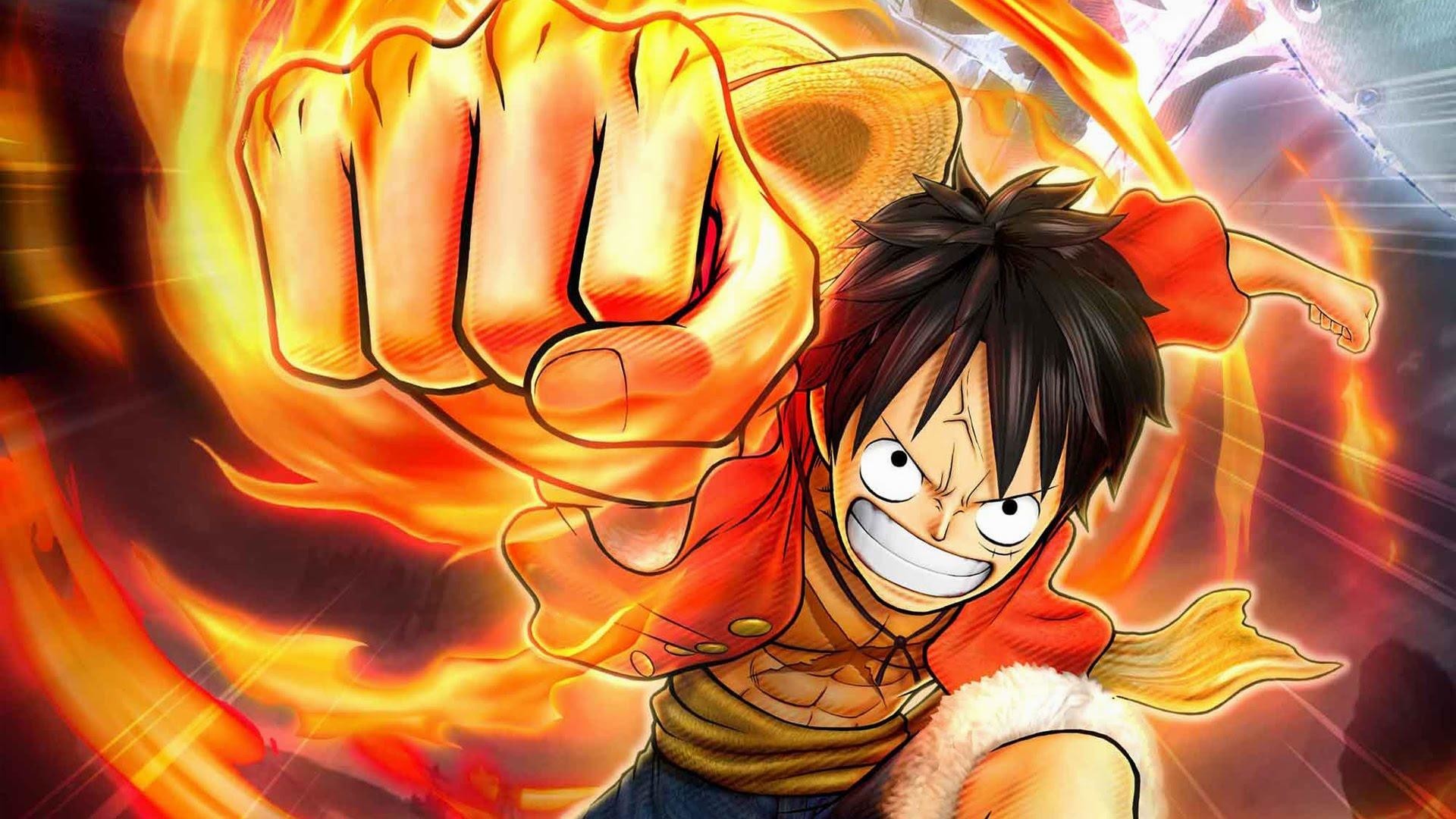 Monkey D. Luffy, One Piece: Pirate Warriors 2, Pugno, Fiamme, Full HD, sfondo Windows 11