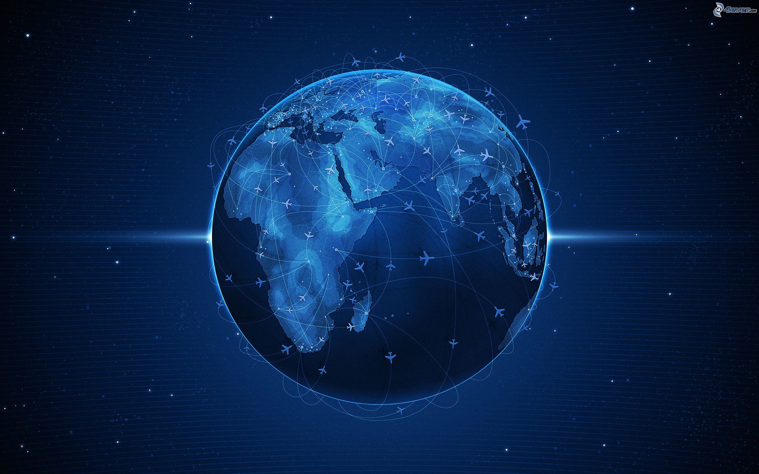 Globo terrestre, Rete, Blu, Tecnologia, 16:10 2K, sfondo widescreen
