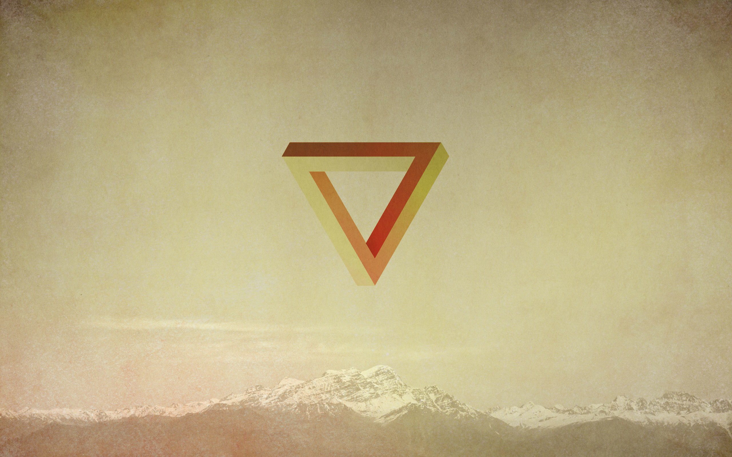 Triangolo di Penrose, Montagne, Geometria, Toni vintage, 2K 1600p, sfondo desktop
