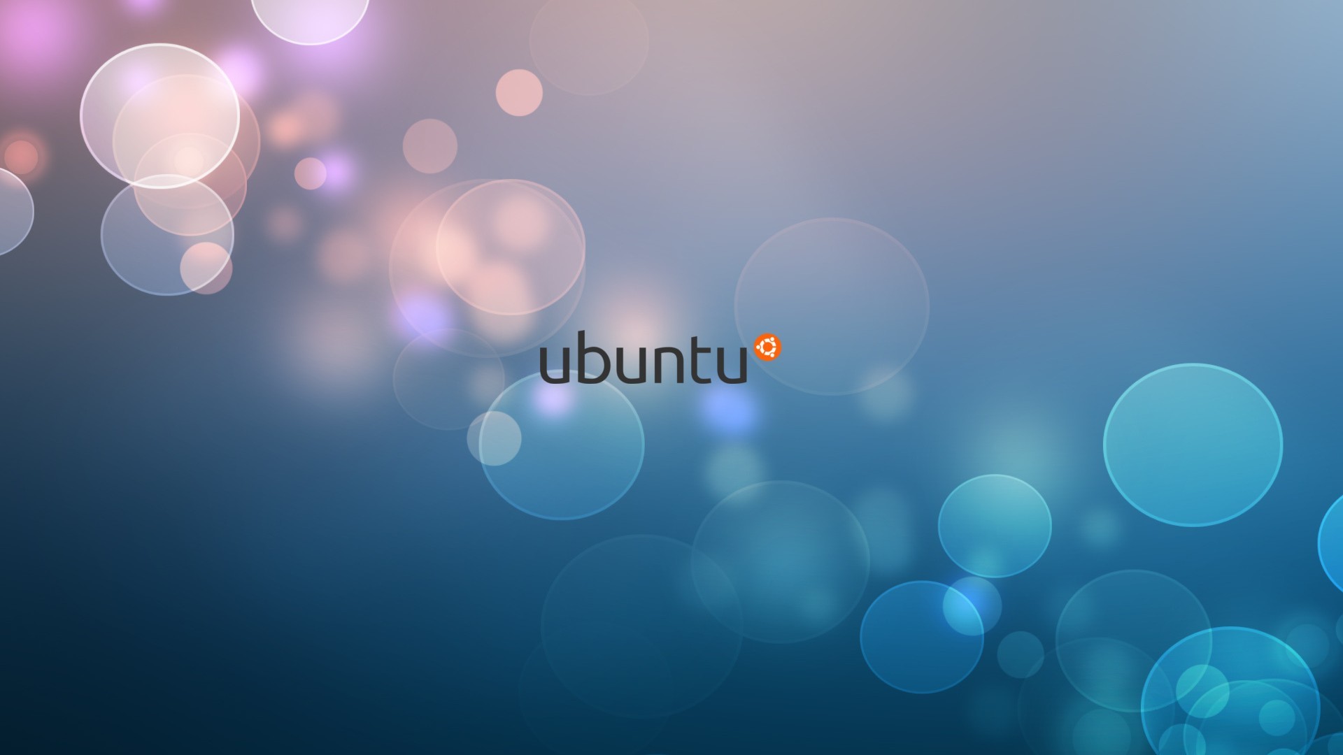 Ubuntu, Bokeh, Cerchi, Toni blu, Full HD, sfondo per PC