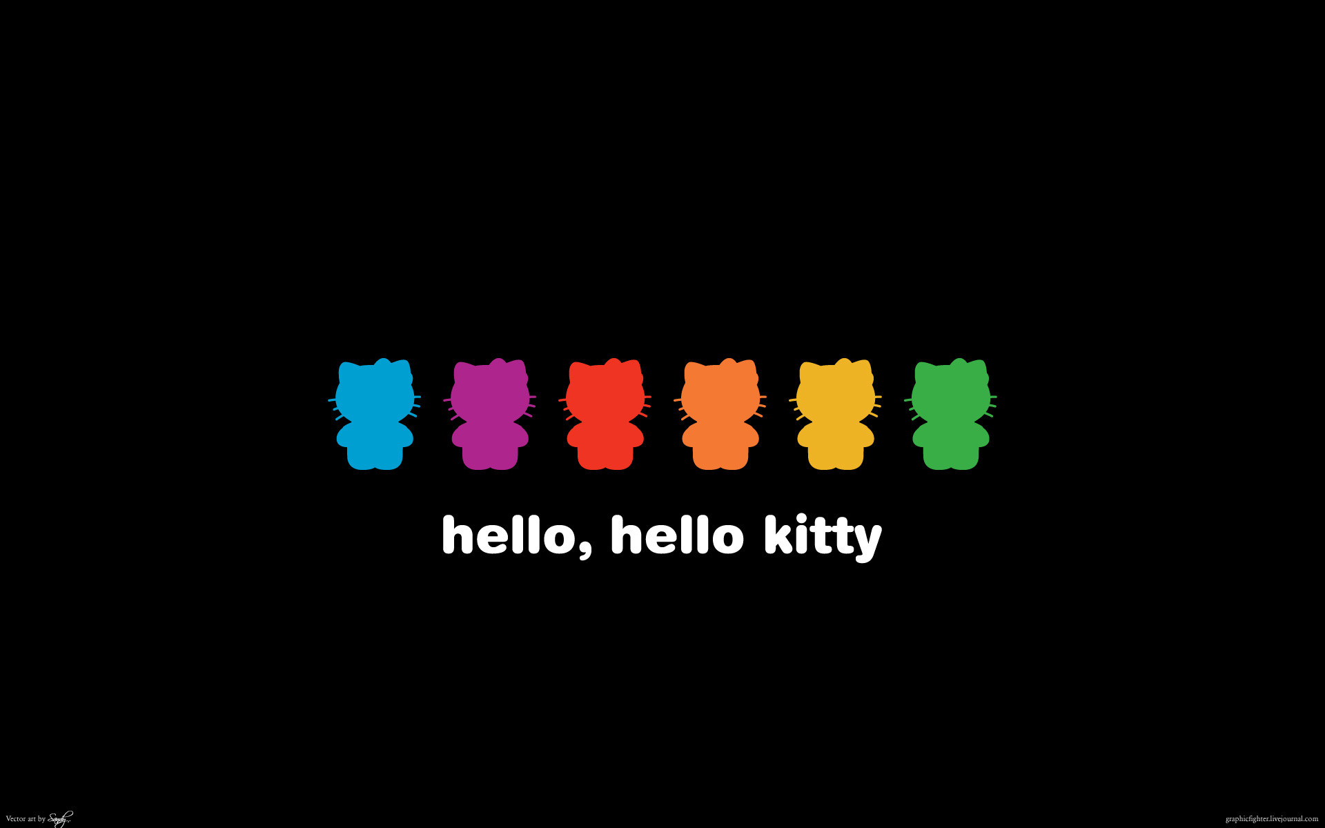 Hello Kitty, Sagome colorate, Sfondo nero, Minimalista, Arcobaleno, wallpaper Windows 11