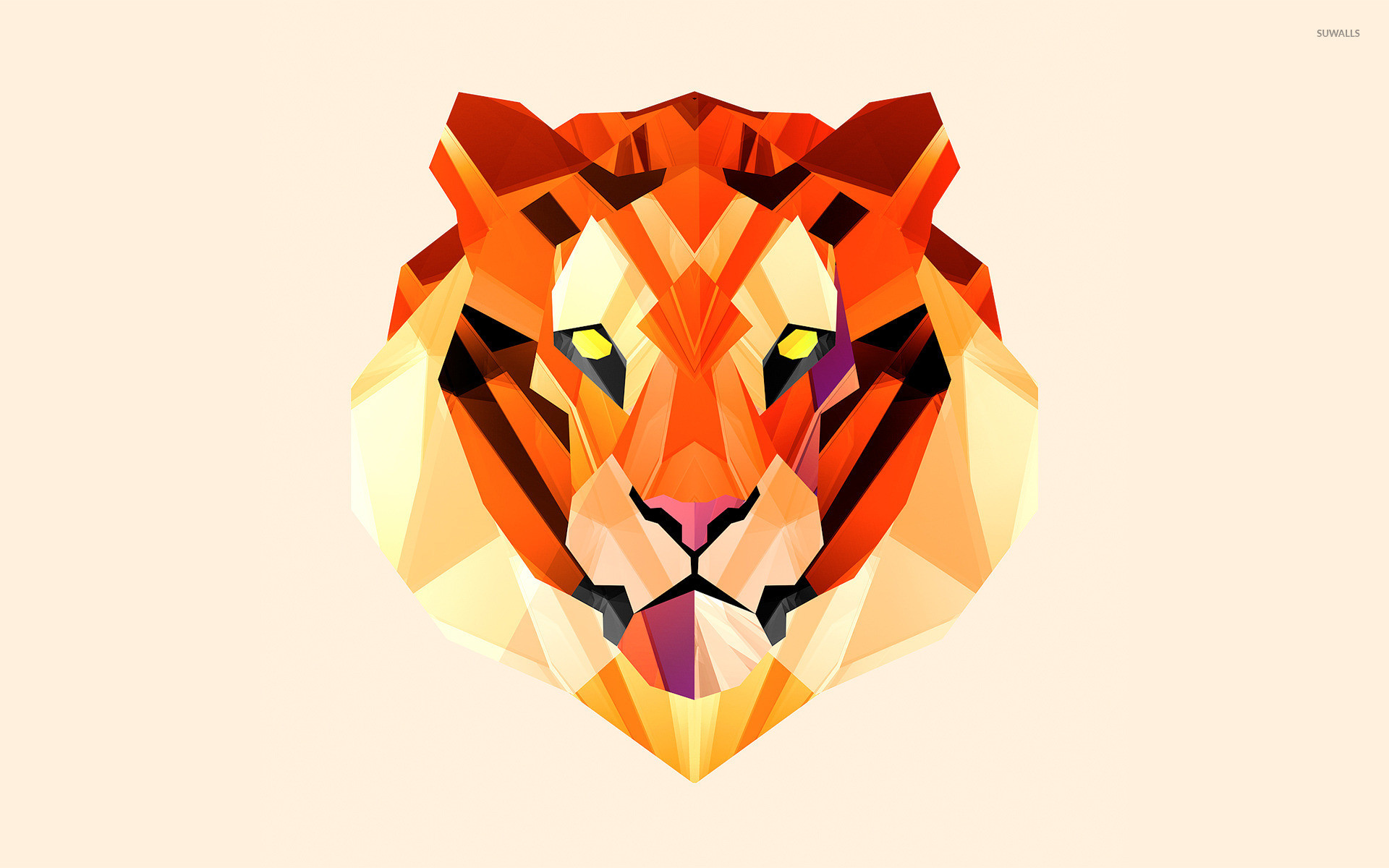 Tigre, Low poly, Testa di tigre, Arte geometrica, Arancione, 1920x1200, immagine di sfondo