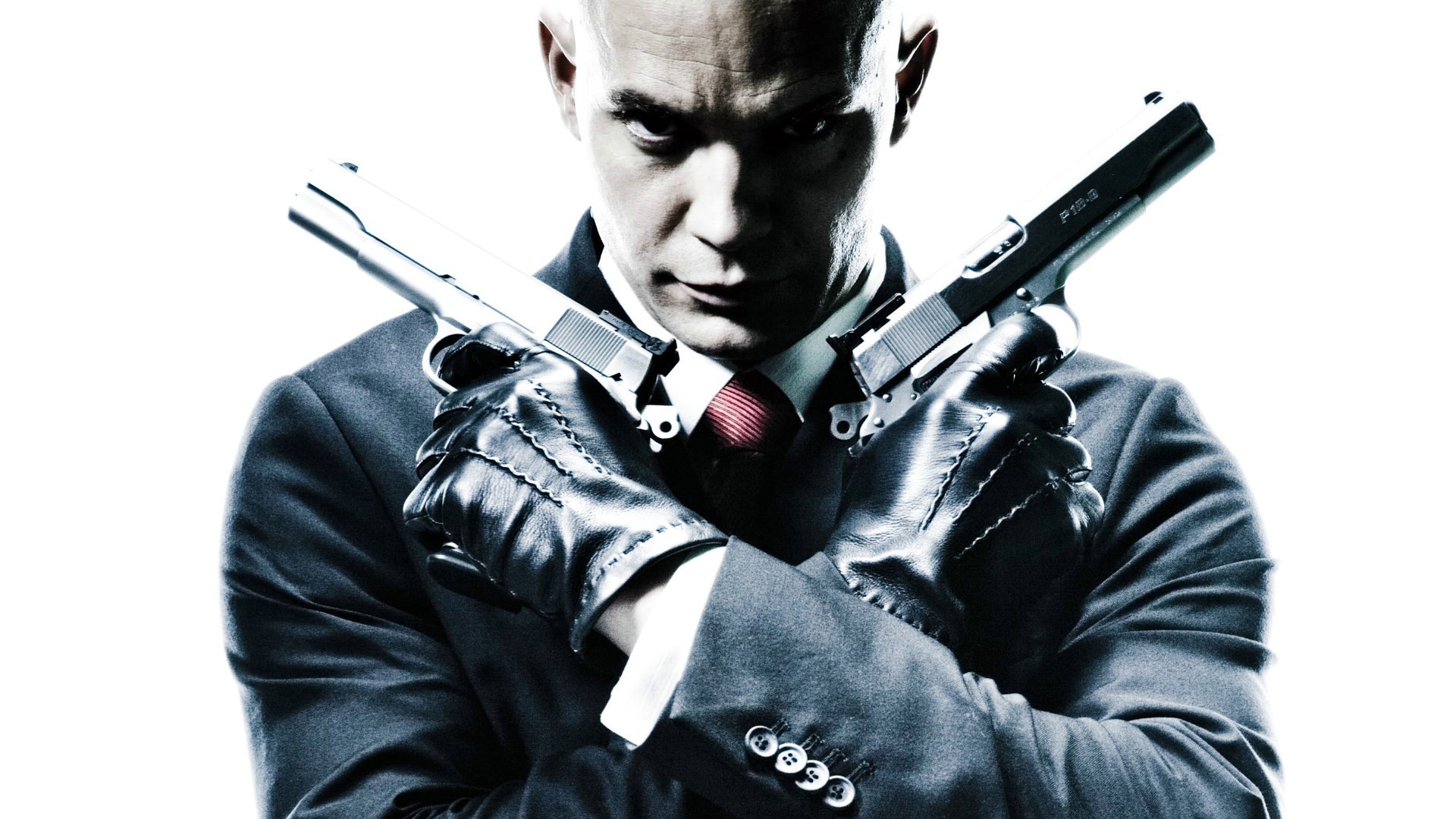 Hitman, Agente 47, Pistole, Sfondo bianco, 1920x1080, wallpaper desktop