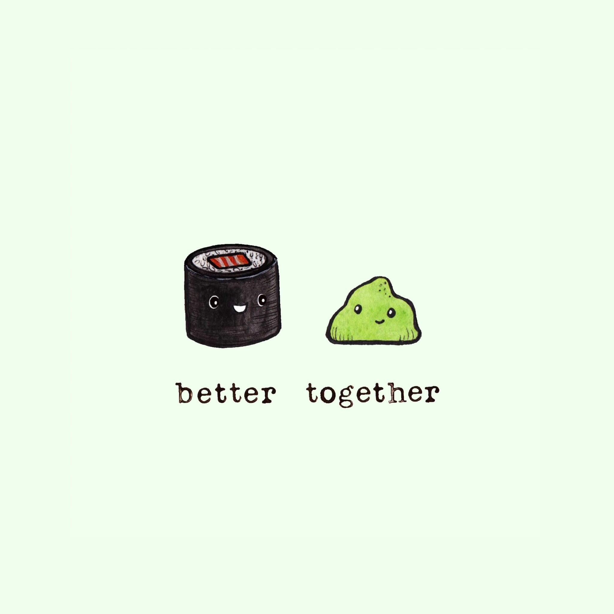 Maki, Wasabi, Kawaii, Better together, Full HD, sfondo per iPad e tablet