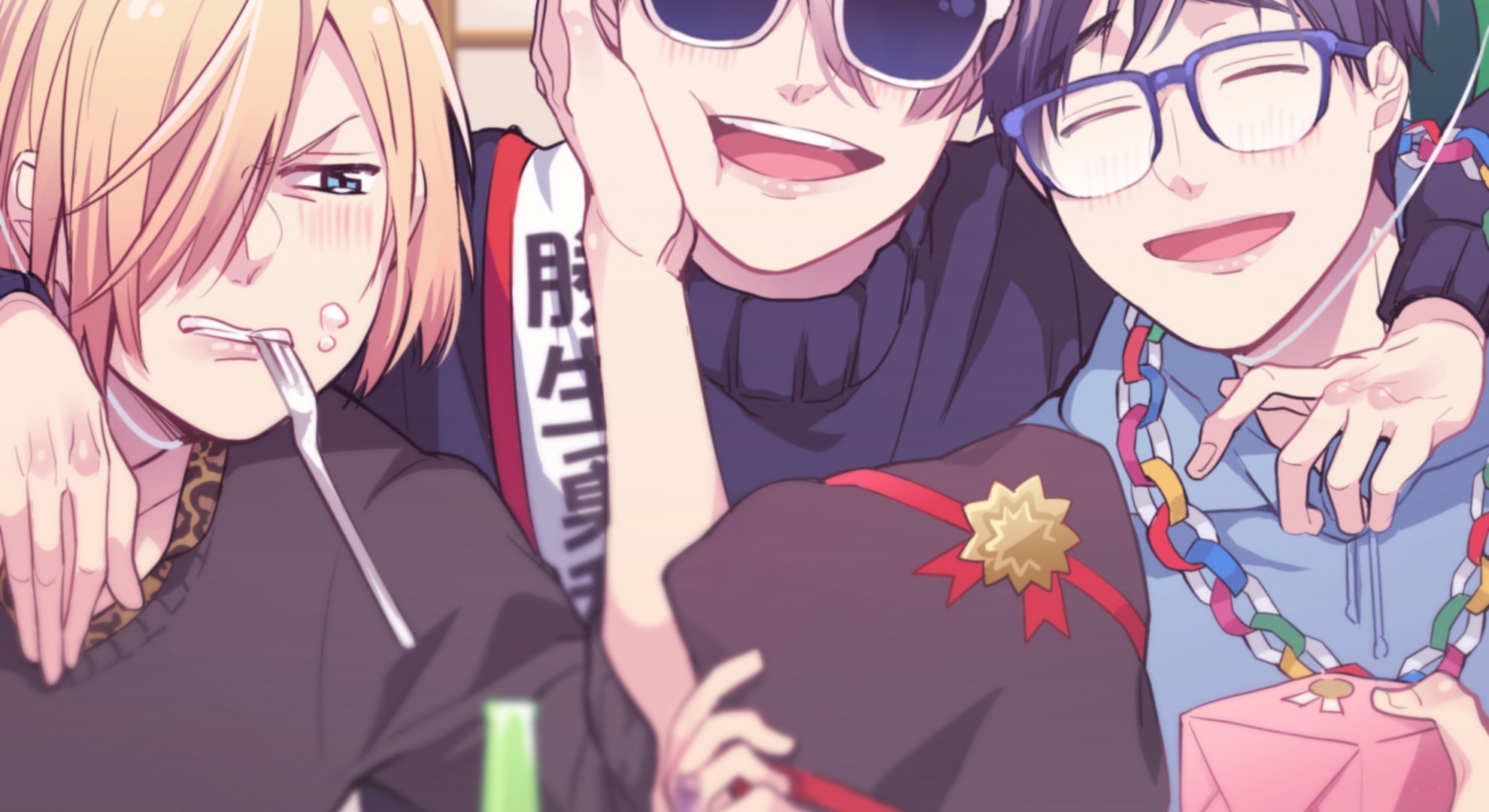 Yuri Plisetsky, Victor Nikiforov, Yuri Katsuki, Yuri!!! on Ice, Festa, sfondo Full HD per portatile