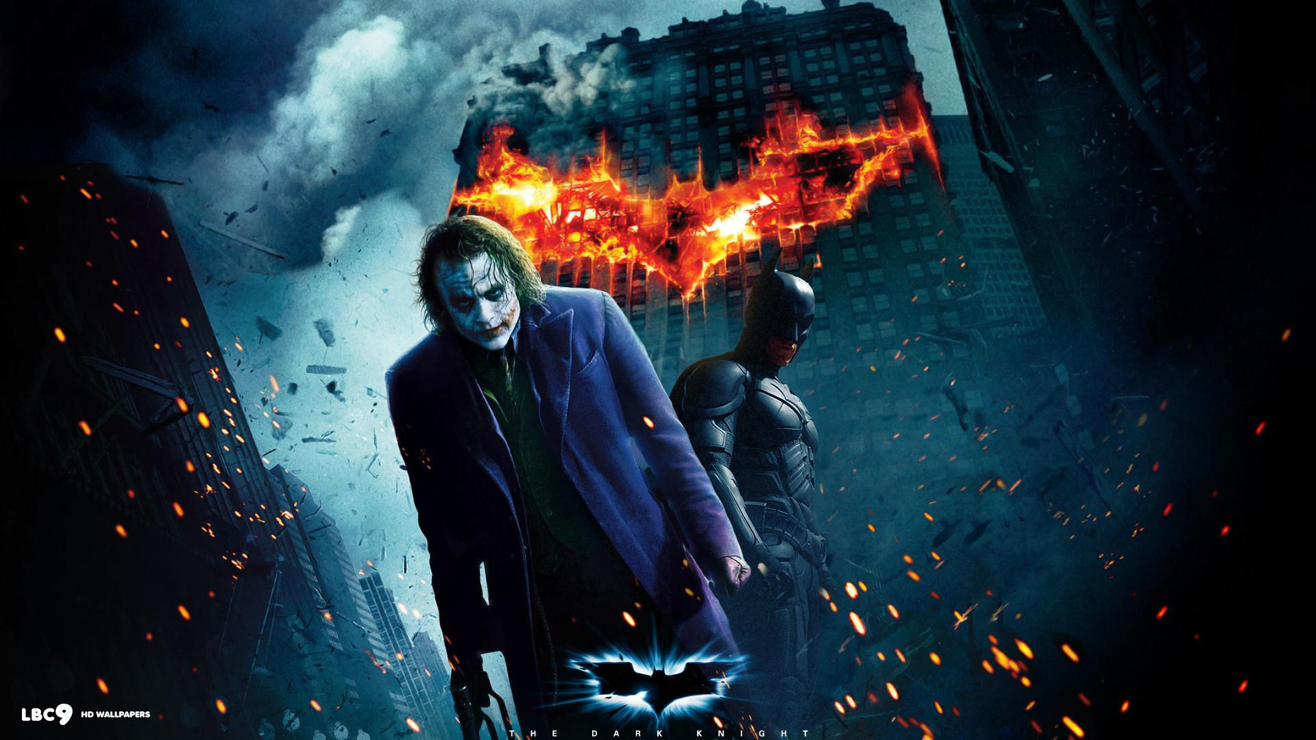 Joker, Batman, Heath Ledger, Christian Bale, Il cavaliere oscuro, Locandina, Fuoco, immagine di sfondo