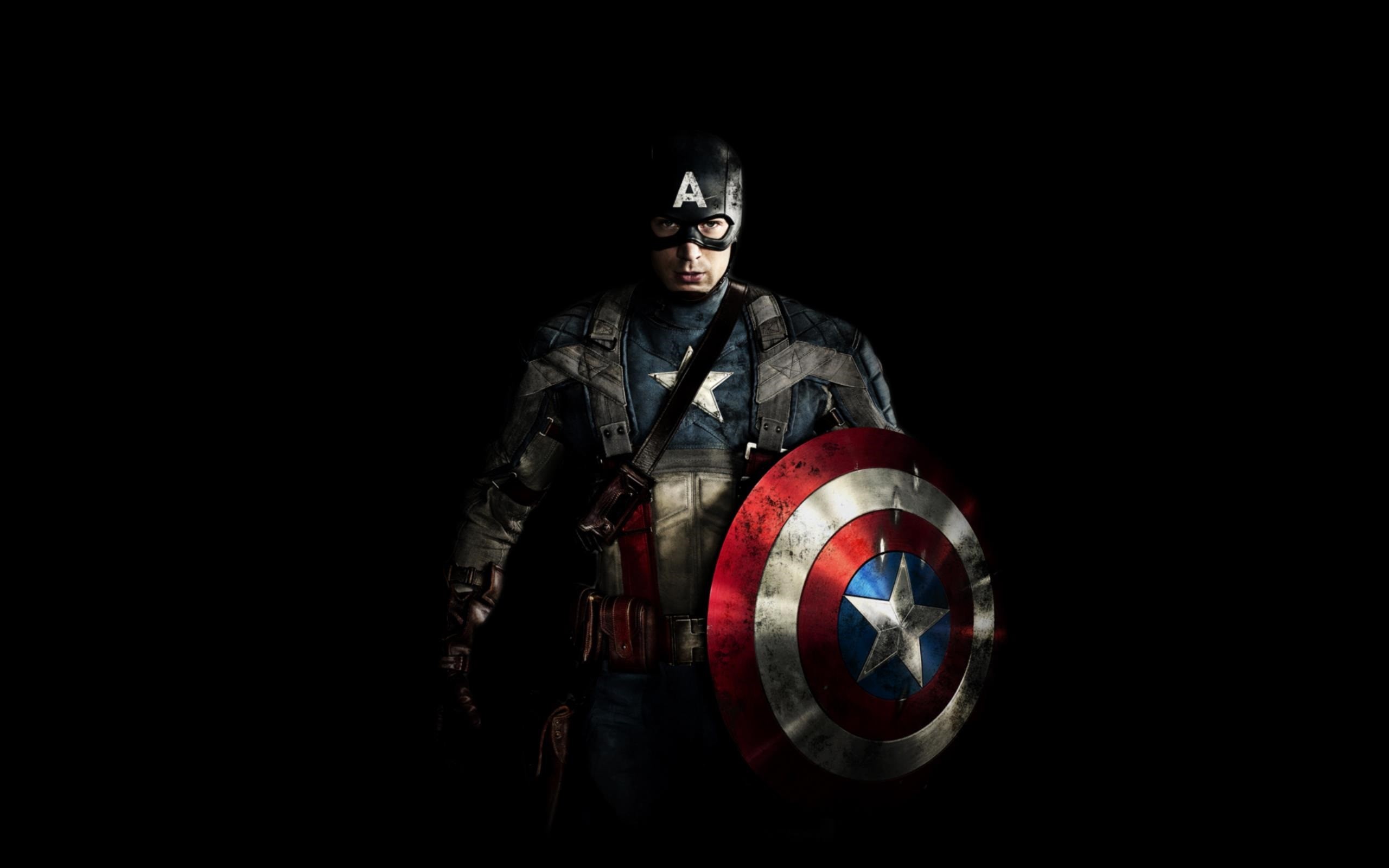 Capitan America, Scudo, Sfondo nero, 2560x1600, wallpaper desktop