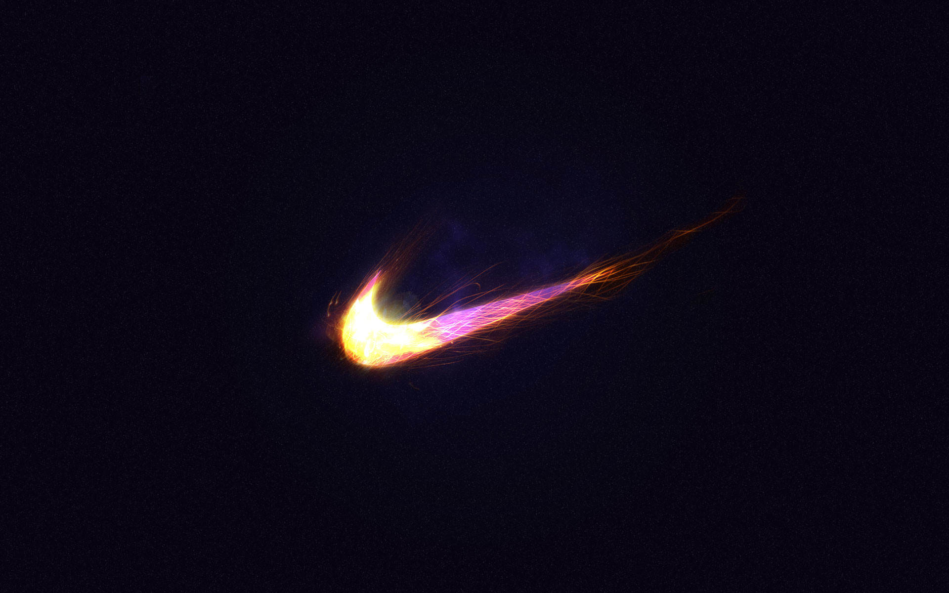 Nike Swoosh, Fuoco, Sfondo scuro, Full HD, wallpaper desktop