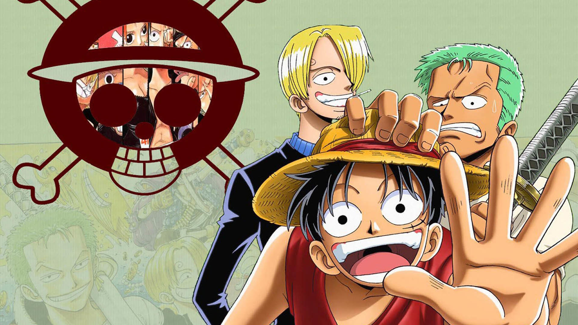 Monkey D. Luffy, Sanji, Roronoa Zoro, One Piece, Jolly Roger, Full HD, sfondo per PC e portatile