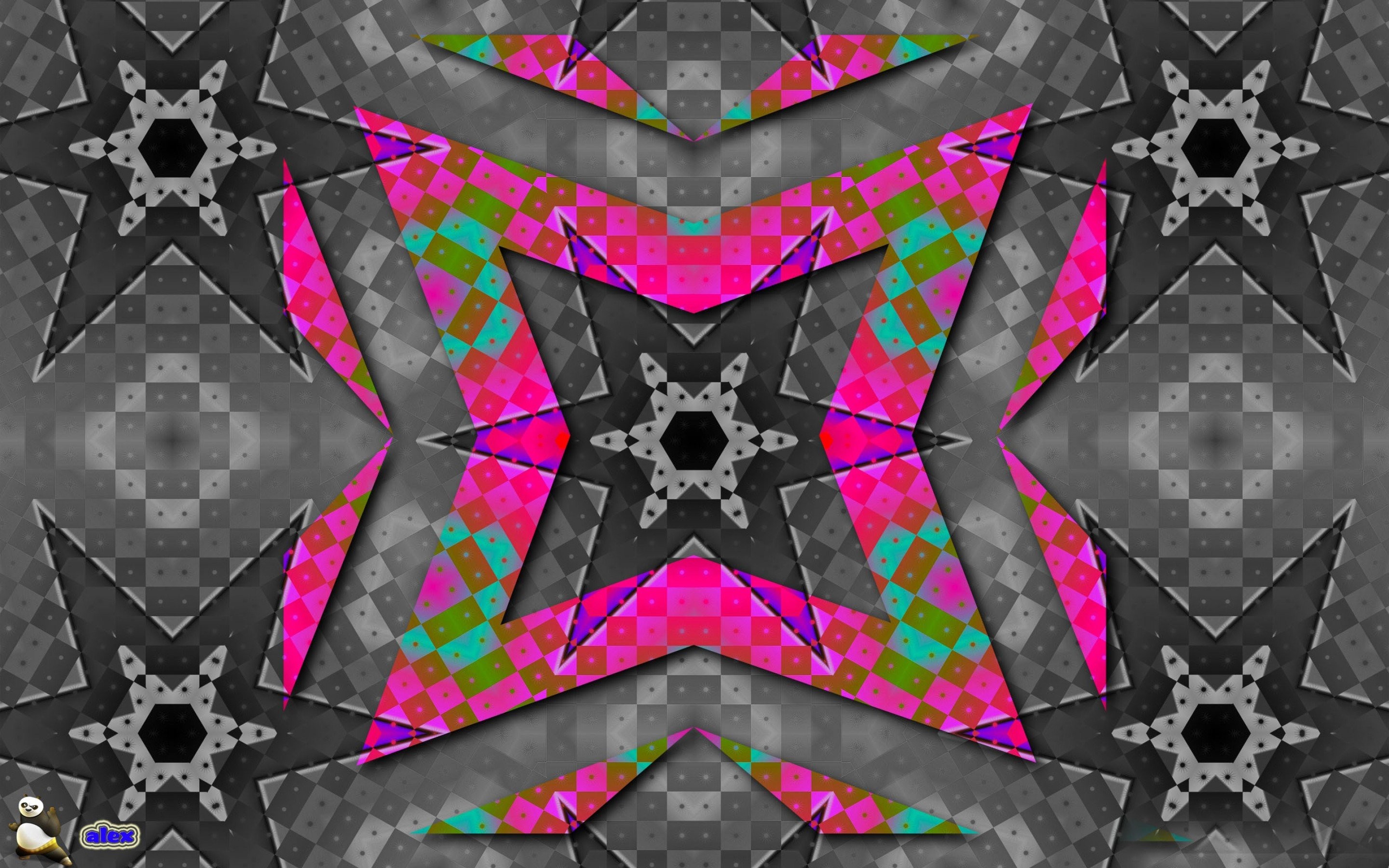 Caleidoscopio, Stelle, Rosa e grigio, 2880x1800, sfondo per PC