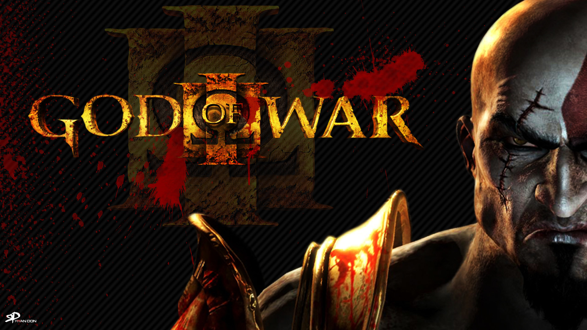 Kratos, God of War III, Logo, Ritratto, Sangue, Full HD 1080p, sfondo desktop