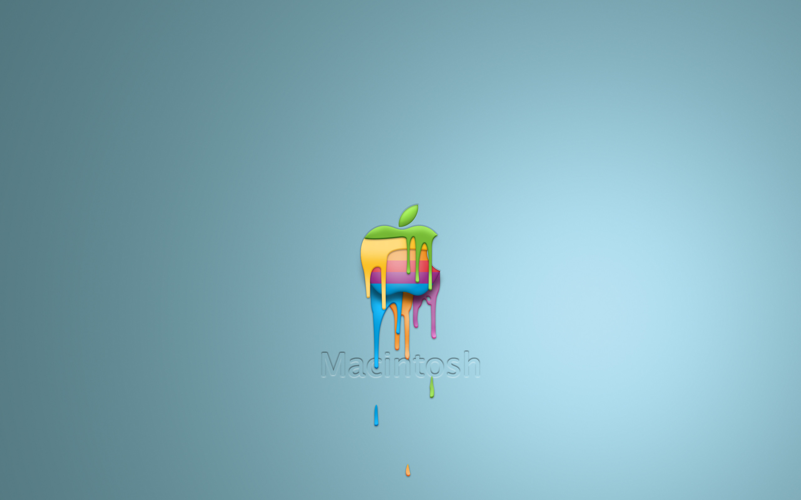 Macintosh, Logo Apple, Vernice colata, Azzurro, sfondo desktop Mac