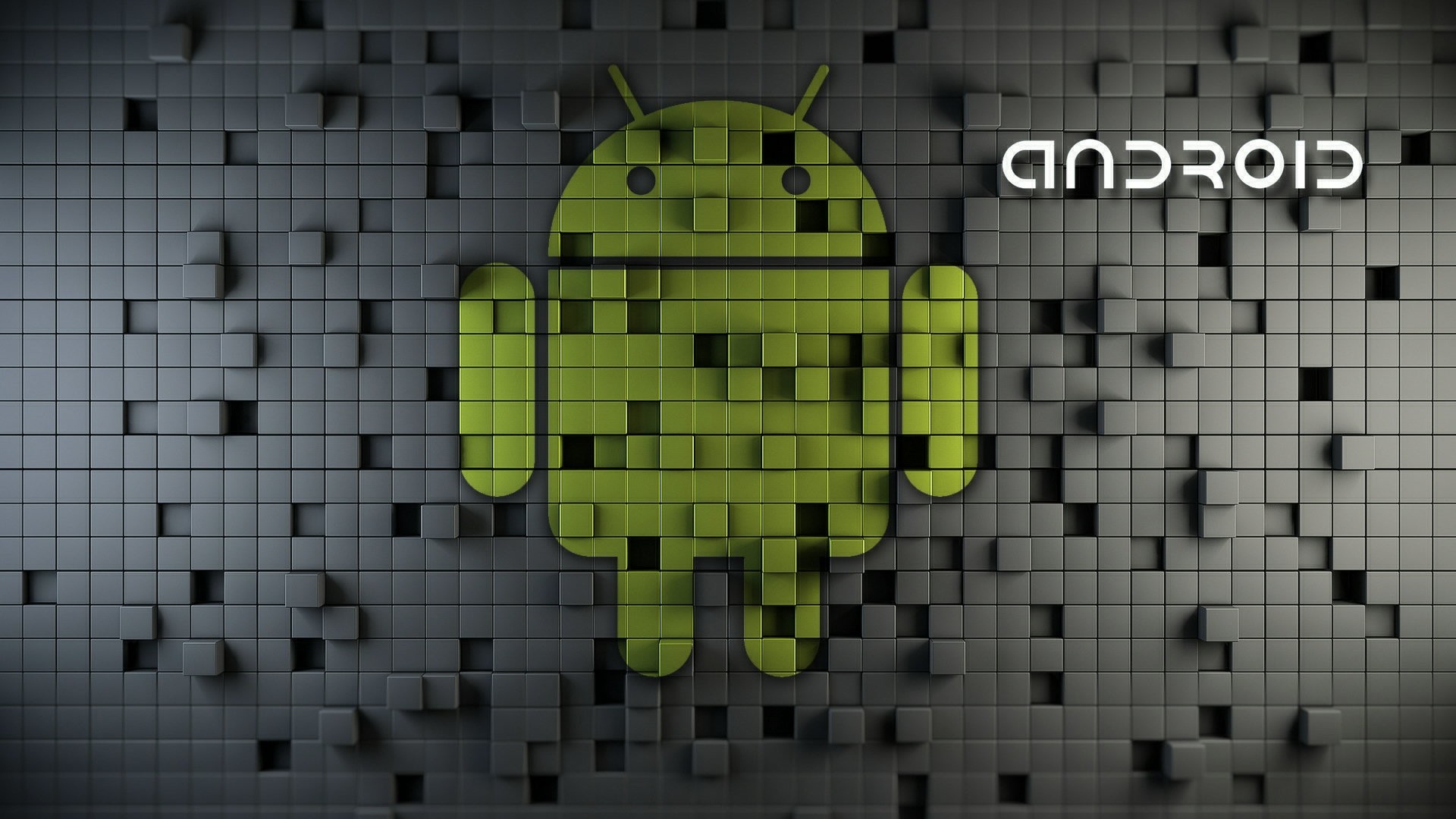 Bugdroid, Logo Android, Android, Cubi 3D, Full HD, sfondo per PC e portatile