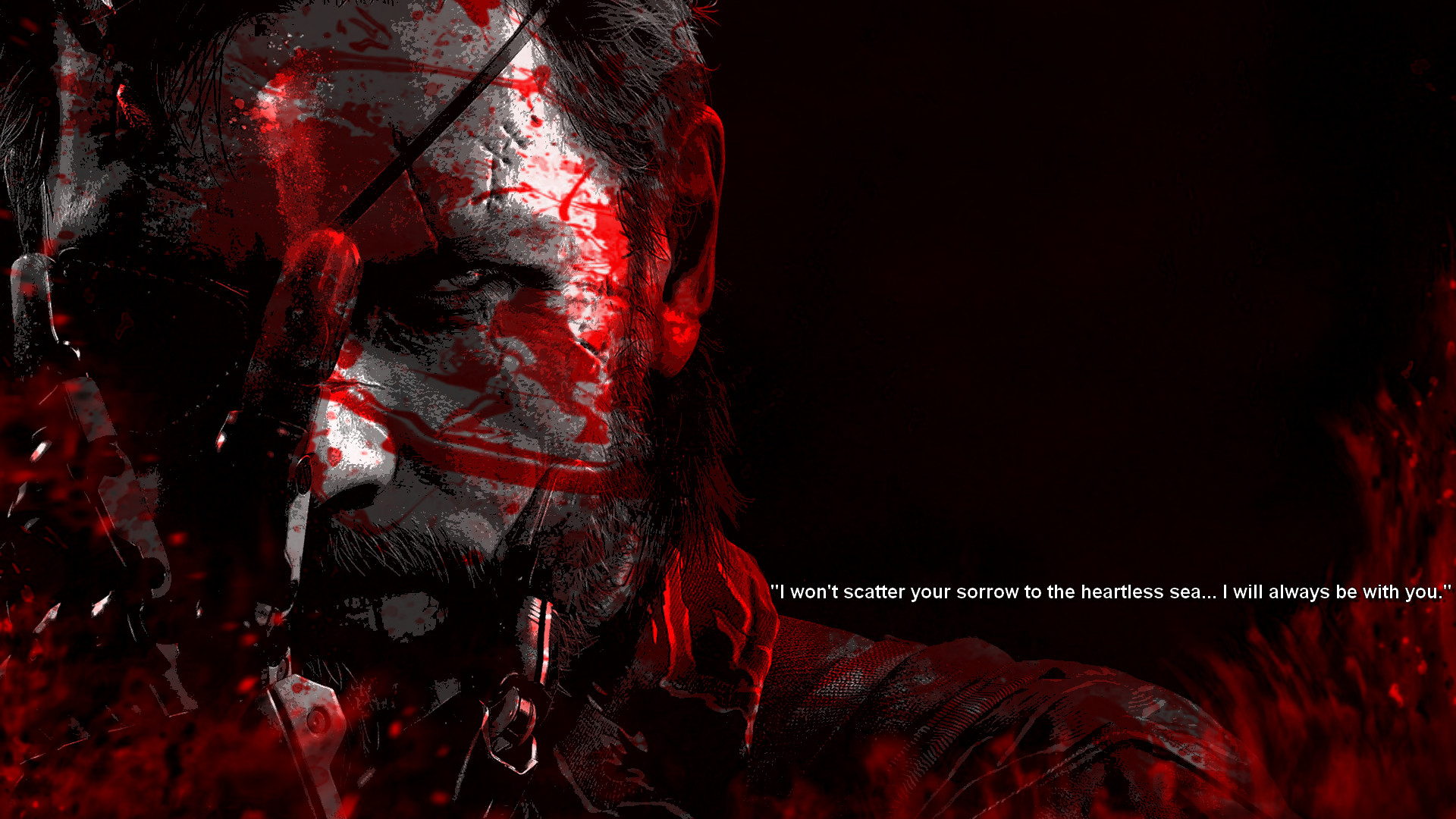 Venom Snake, Metal Gear Solid V, Rosso, Citazione, 16:9 Full HD, wallpaper widescreen