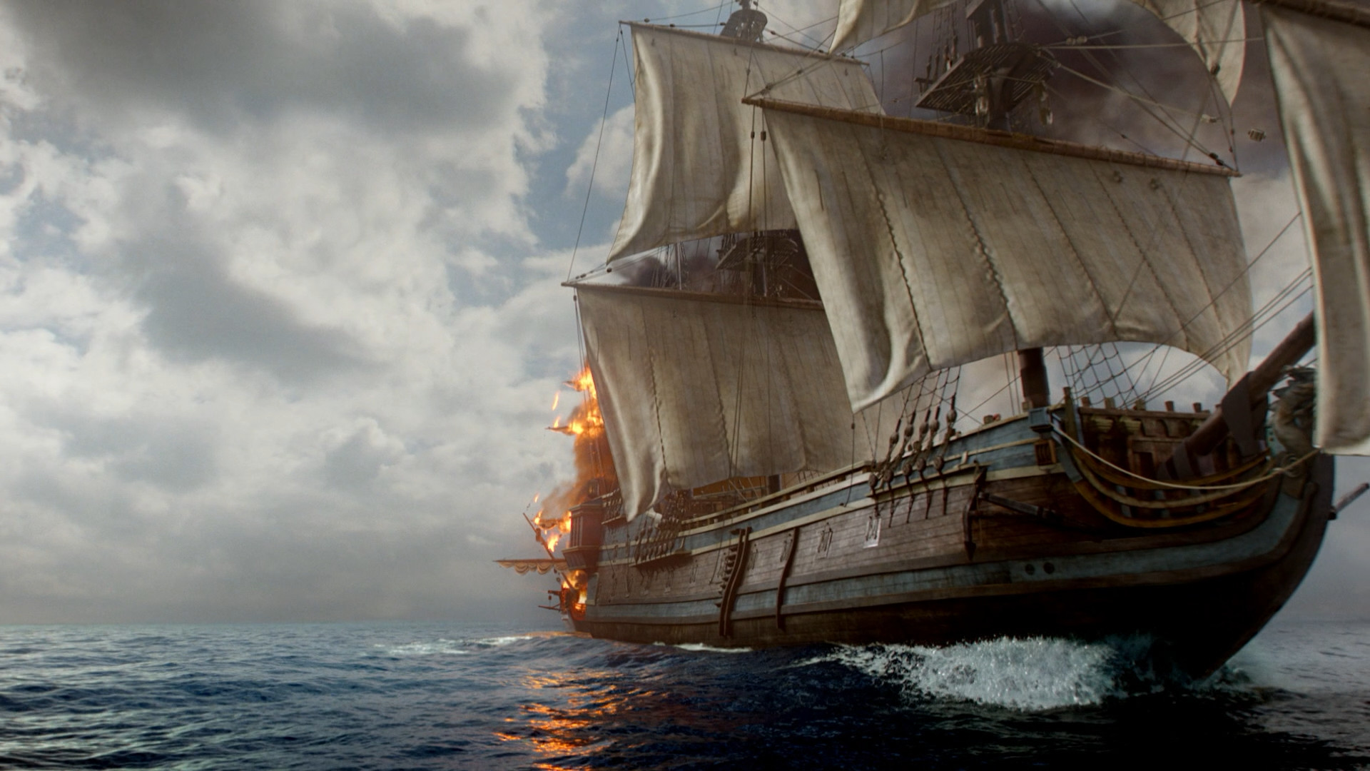 Black Sails, Galeone, Vele, Mare in tempesta, 1920x1080, sfondo per PC