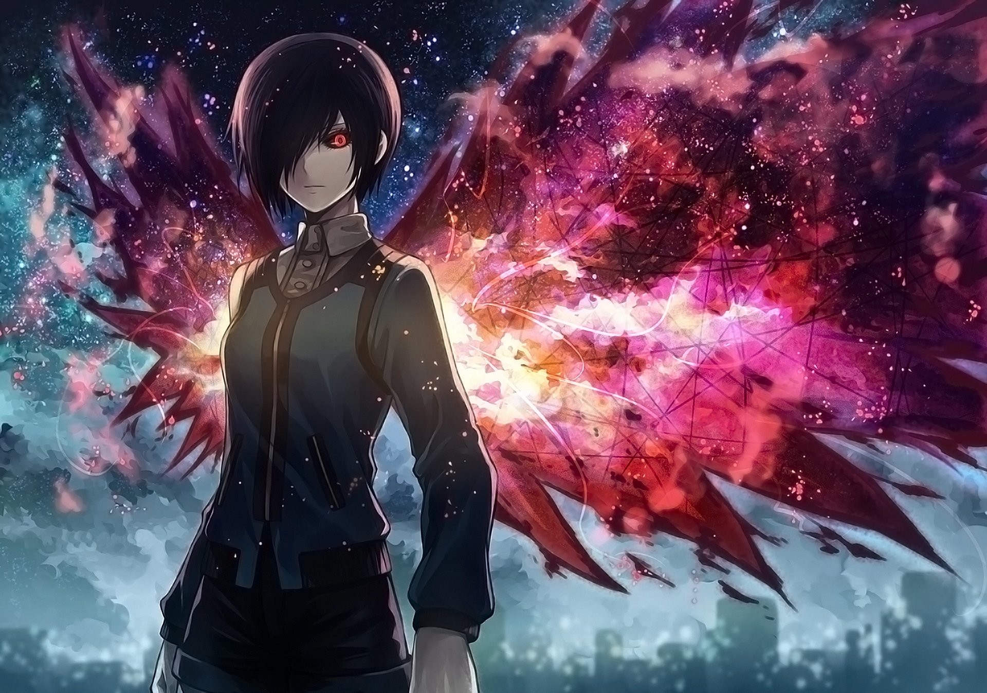Touka Kirishima, Tokyo Ghoul, Kagune, Nebulosa, Rosa, Full HD, sfondo per PC