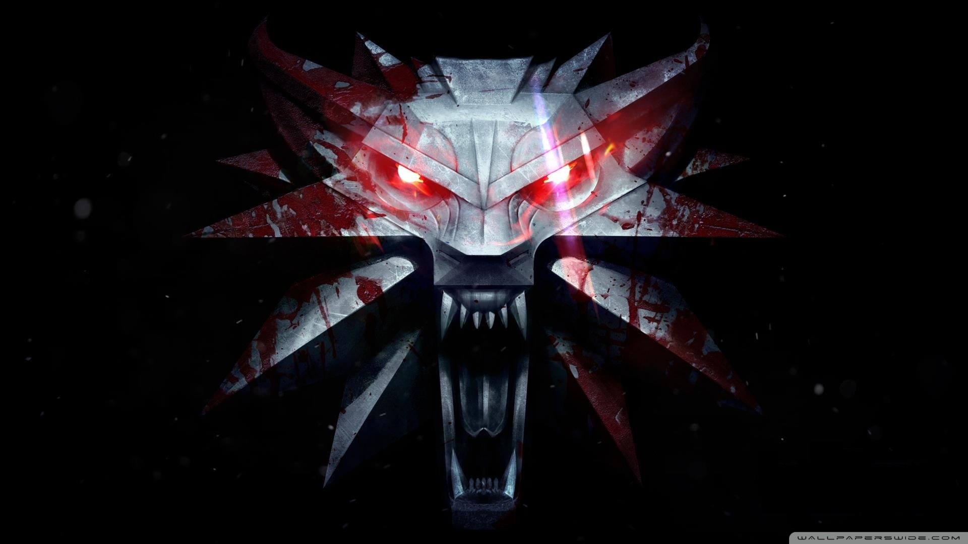 The Witcher 3: Wild Hunt, Medaglione del Lupo, Scuola del Lupo, Sfondo nero, wallpaper desktop