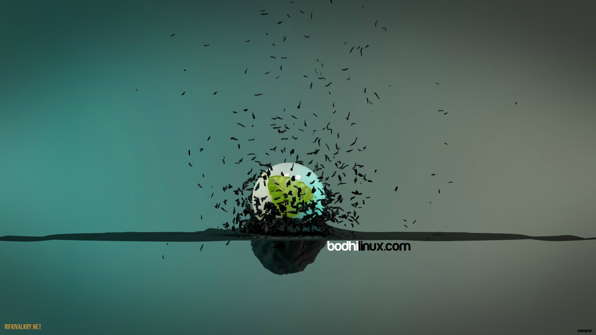 Bodhi Linux, Logo, Sfera, Verde acqua, 1920x1080, immagine di sfondo
