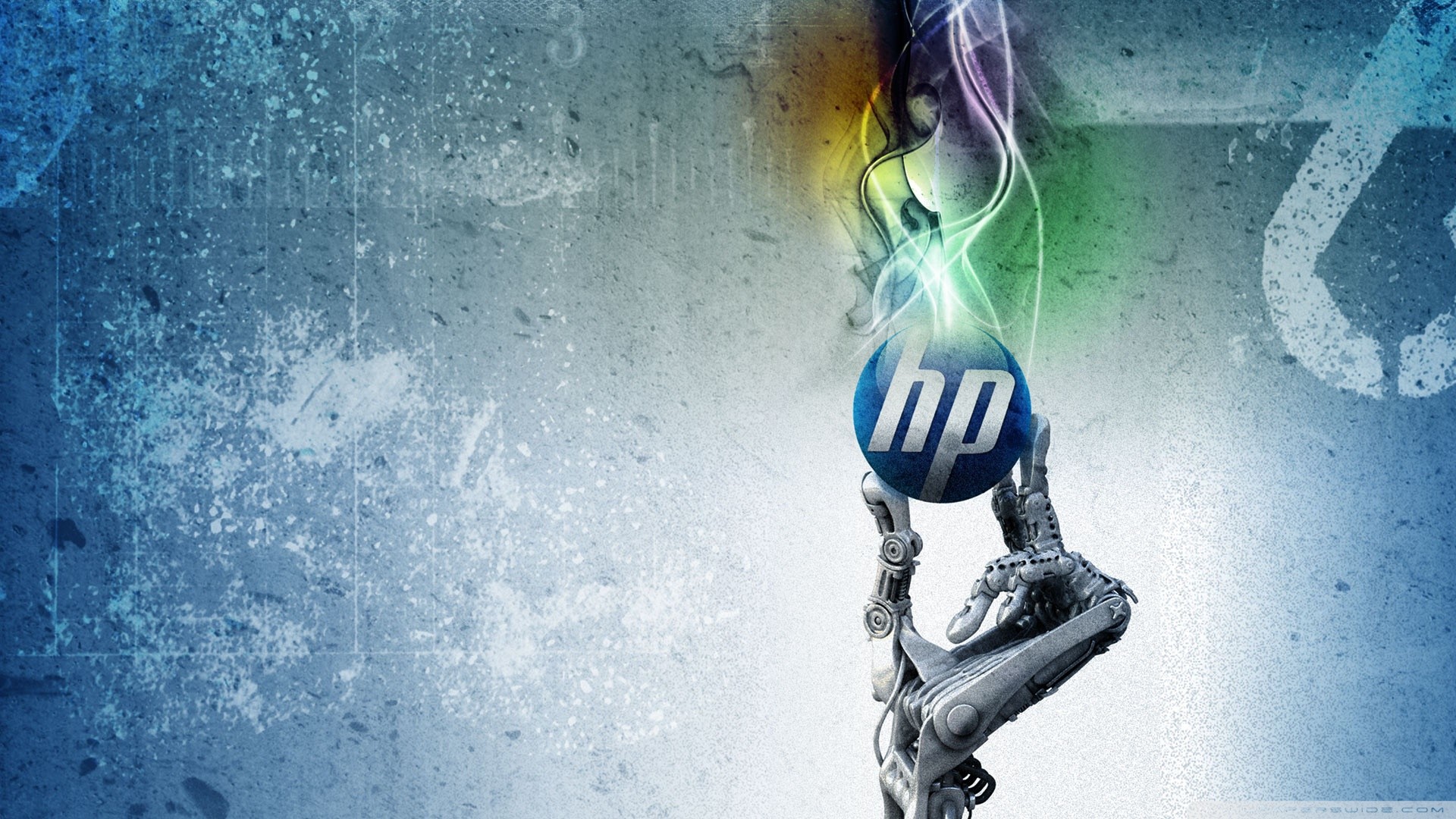 Logo HP, Hewlett-Packard, Mano robotica, Blu, Full HD 1080p, sfondo desktop