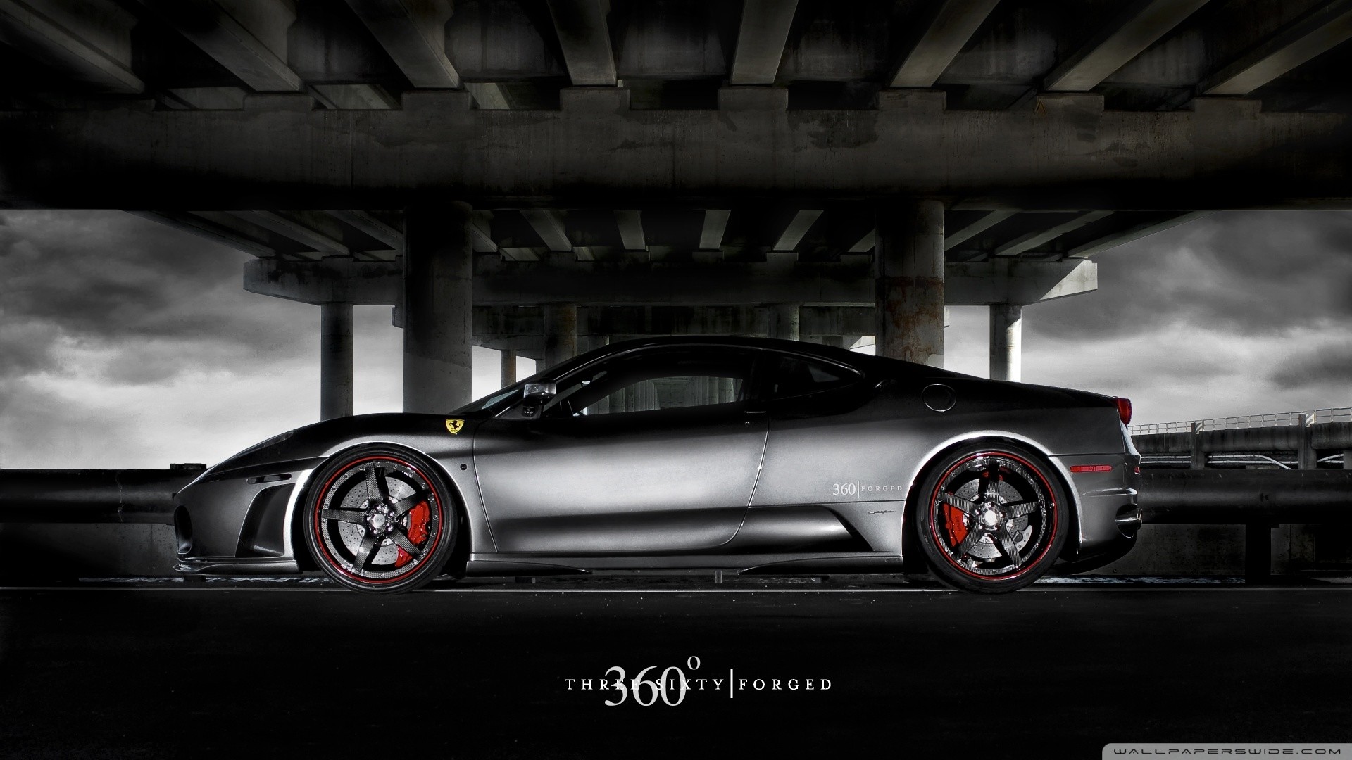 Ferrari F430, 360 Forged, Argento, Bianco e nero, Full HD, wallpaper per computer