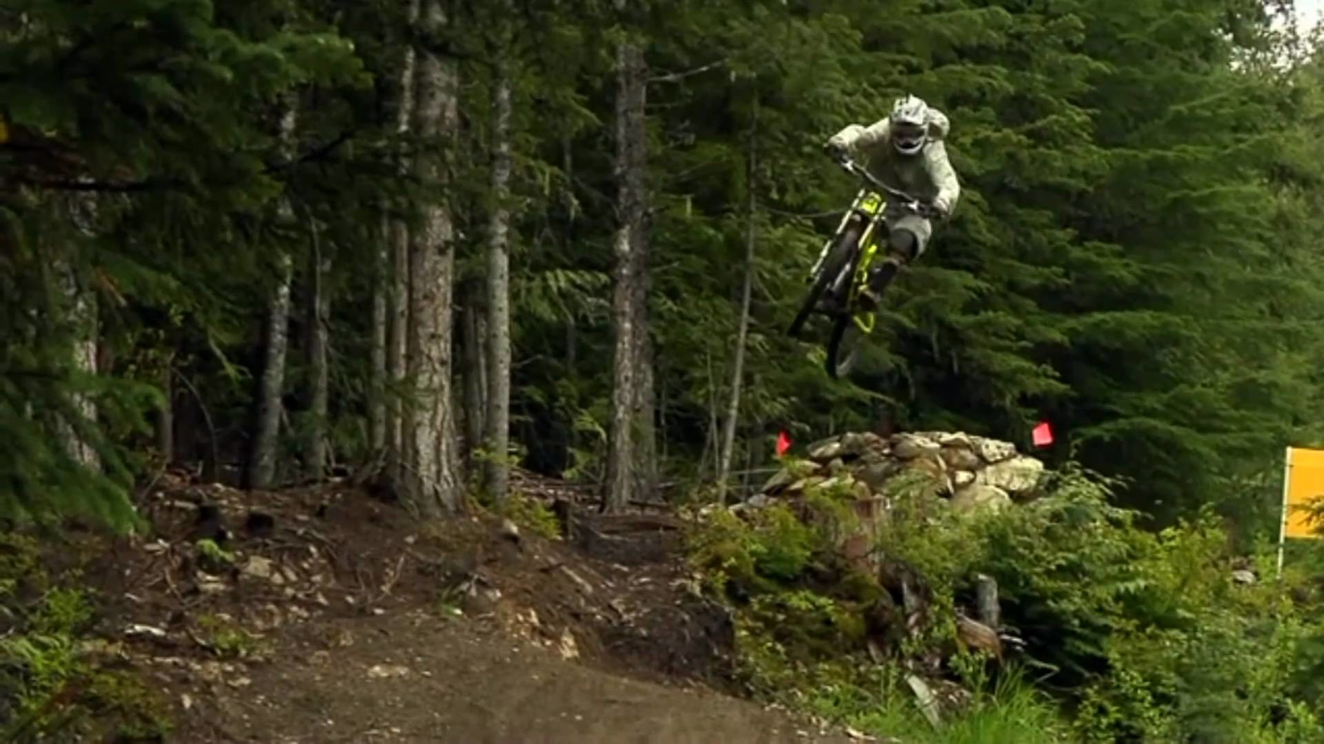 Mountain bike, Salto, Bosco, Sentiero, 16:9 Full HD, sfondo widescreen