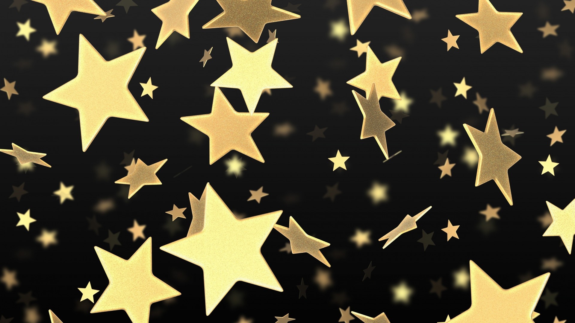 Stelle dorate, Sfondo nero, Oro, 1920x1080, wallpaper desktop
