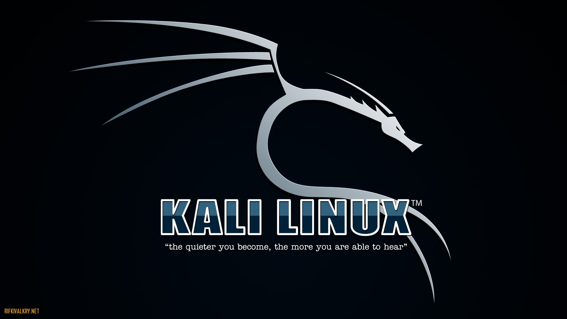 Kali Linux, Logo del drago, Citazione, Sfondo blu scuro, Full HD, wallpaper per computer