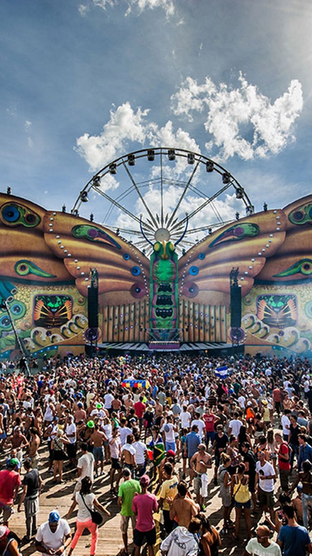 Tomorrowland, Ruota panoramica, Main stage, Folla, wallpaper per iPhone e Android