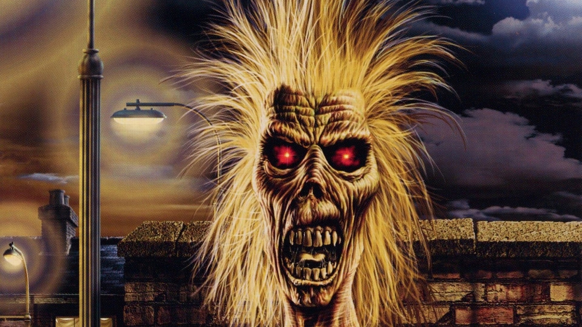 Eddie, Iron Maiden (album), Iron Maiden, Lampione, Notte, Full HD 1080p, sfondo desktop