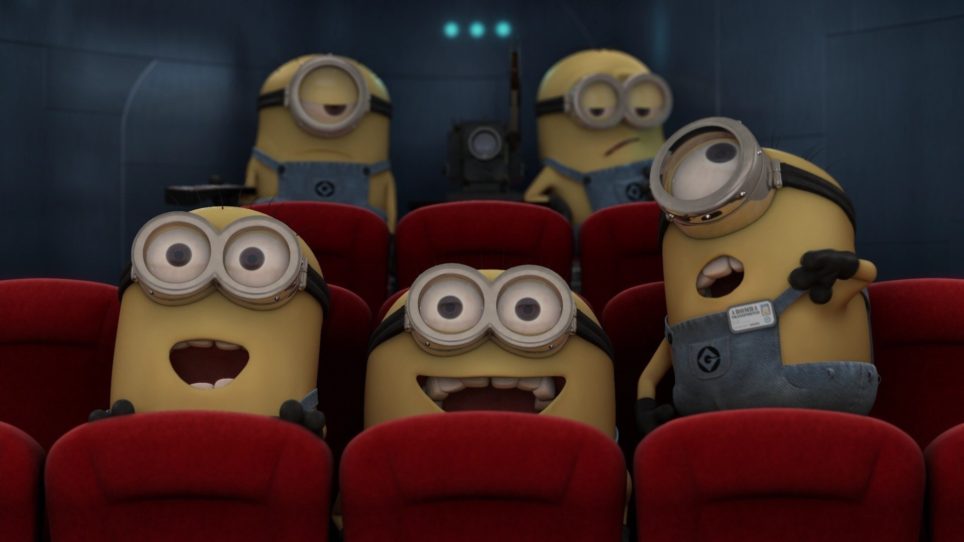 Minion, Cinema, Poltrone rosse, Cattivissimo me, Full HD, sfondo per PC e portatile