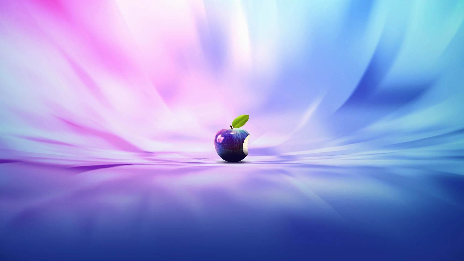 Logo Apple, Astratto, Viola, Azzurro, sfondo Mac Full HD