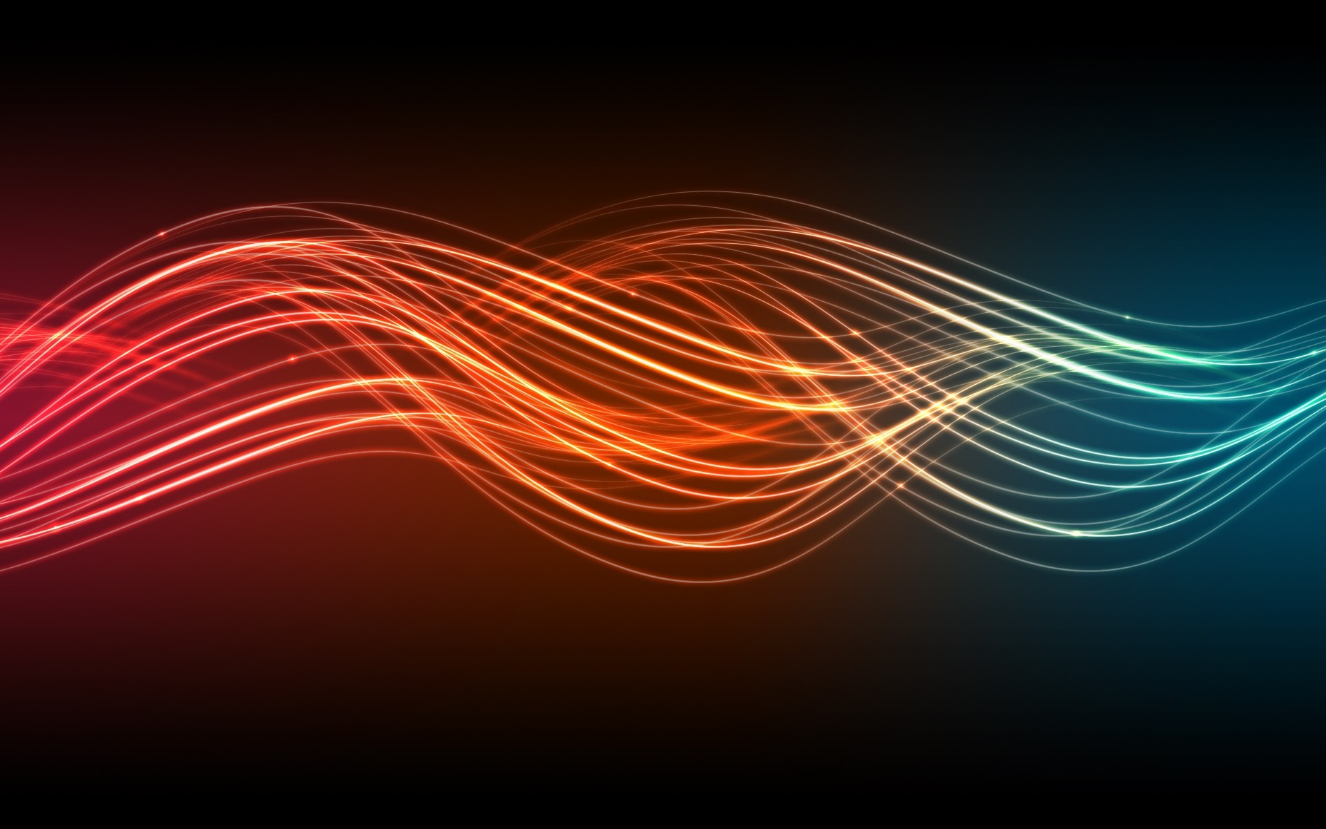 Onde luminose, Rosso, Azzurro, Sfondo scuro, 16:10 Full HD, wallpaper widescreen