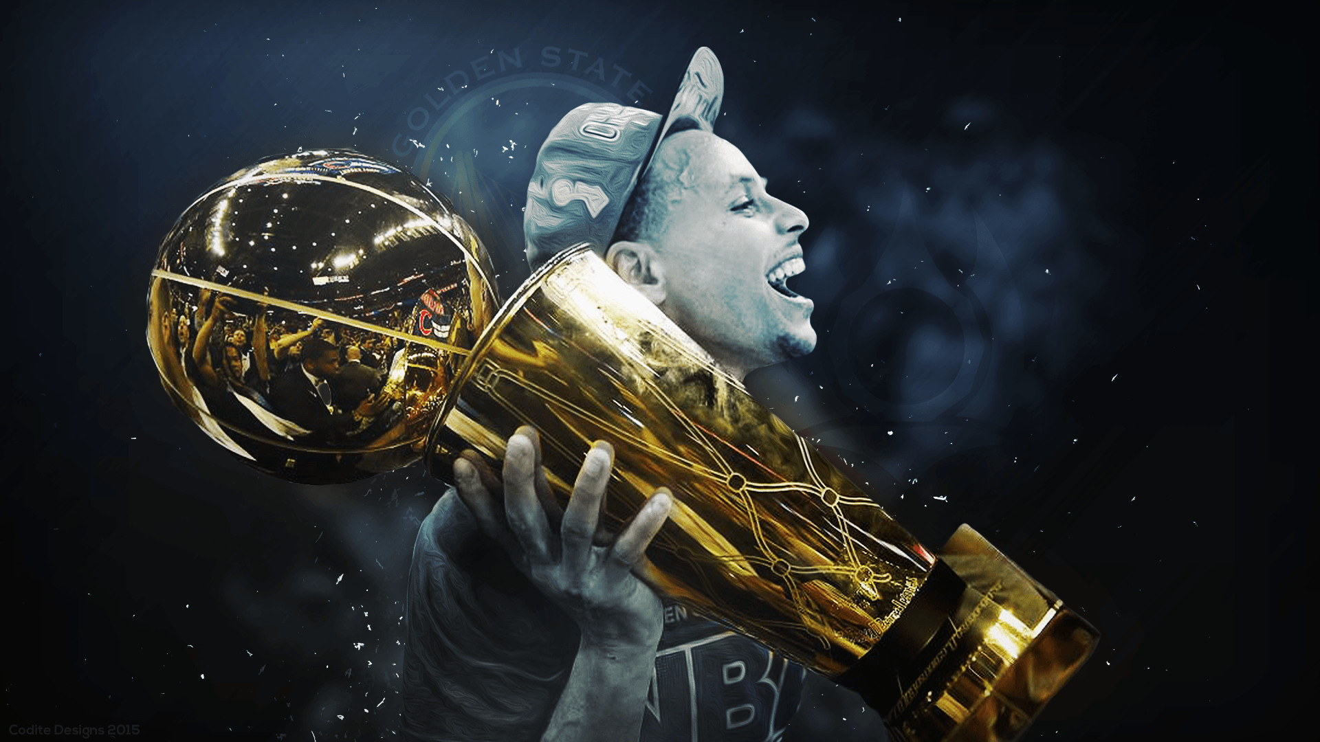 Stephen Curry, Larry O'Brien Trophy, Golden State Warriors, NBA, Trofeo, sfondo desktop 1920x1080