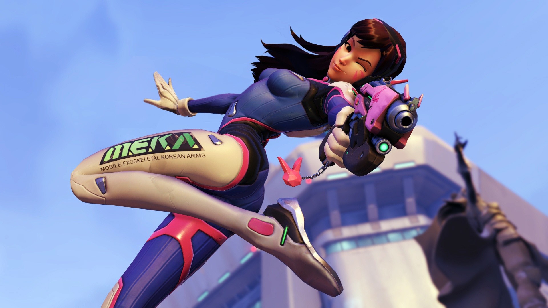 D.Va, Overwatch, Pistola, Rendering 3D, 1920x1080, immagine di sfondo