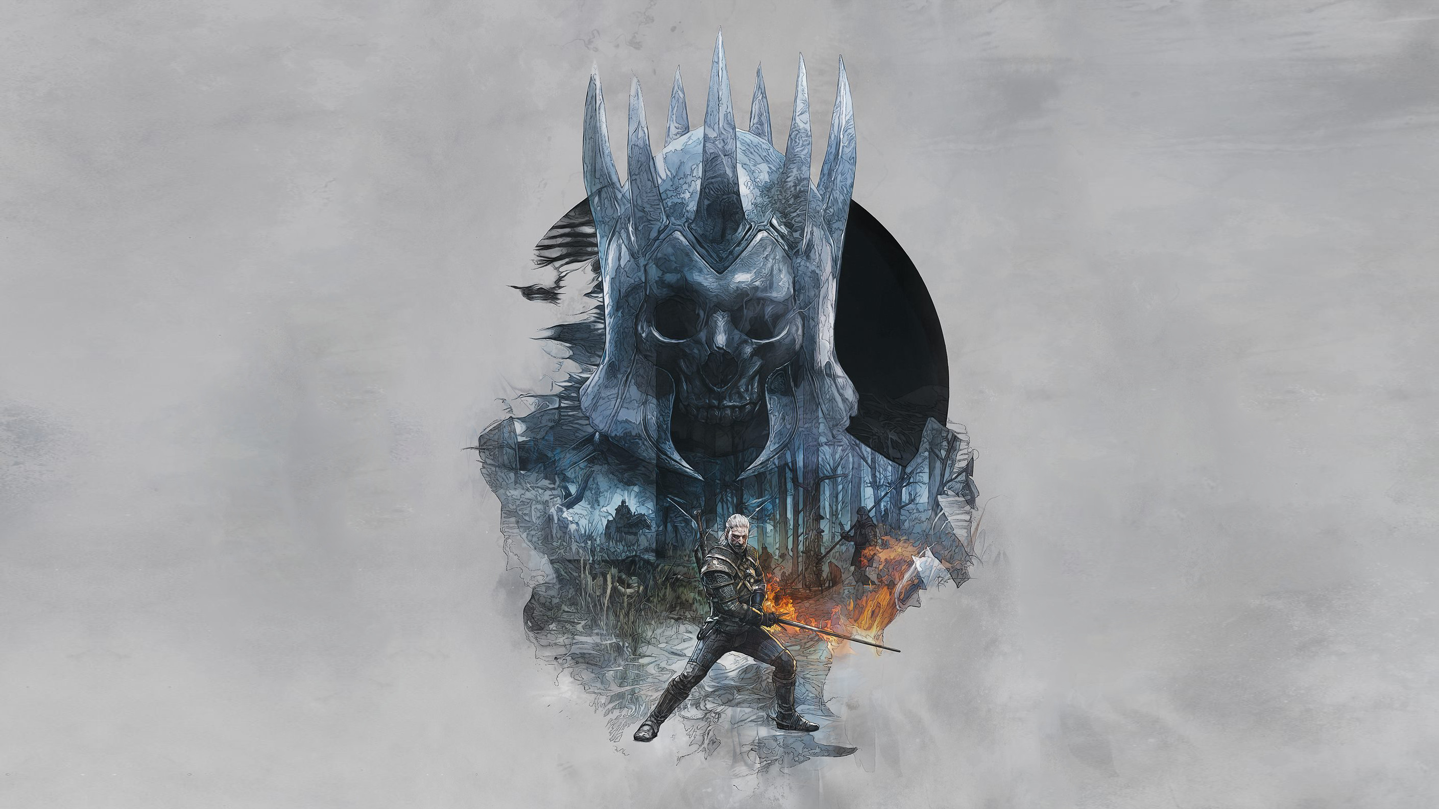 Eredin, Geralt di Rivia, The Witcher 3: Wild Hunt, Doppia esposizione, sfondo 2K per computer