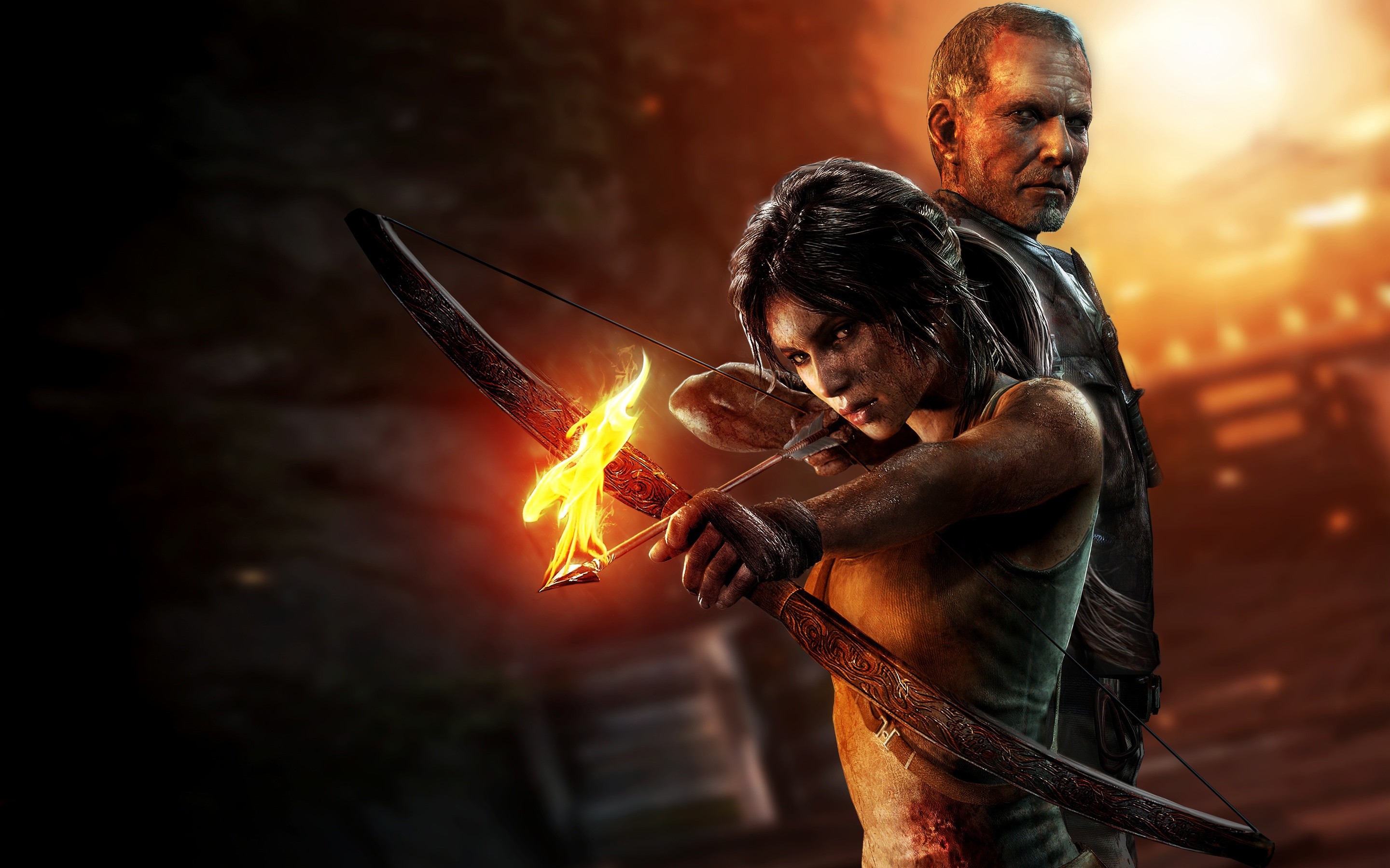 Lara Croft, Conrad Roth, Tomb Raider (2013), Freccia infuocata, 2880x1800, immagine di sfondo