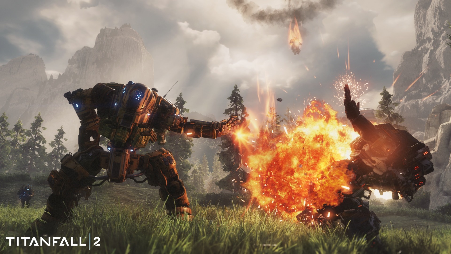 Titanfall 2, Titano, Esplosione, Foresta, Full HD 1080p, sfondo desktop