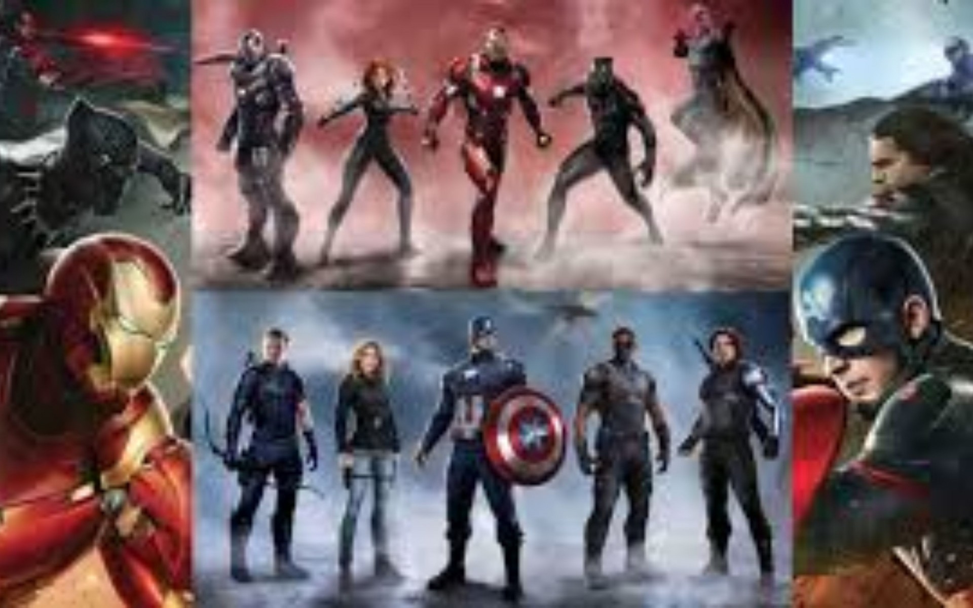 Iron Man, Captain America, Team Iron Man, Team Cap, Captain America: Civil War, Collage, sfondo desktop