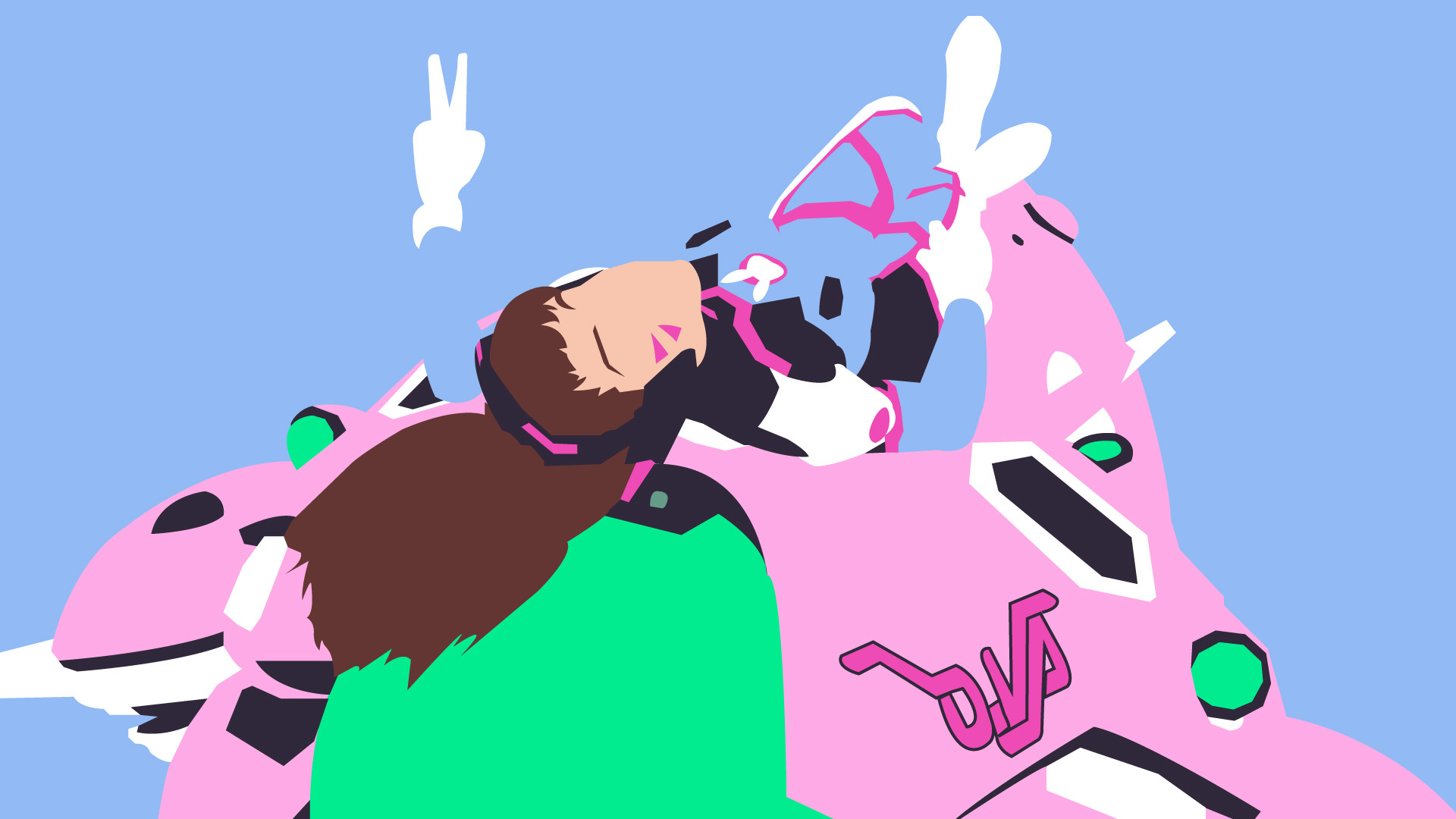 D.Va, Overwatch, Minimalista, MEKA, Vittoria, 1920x1080, sfondo per PC
