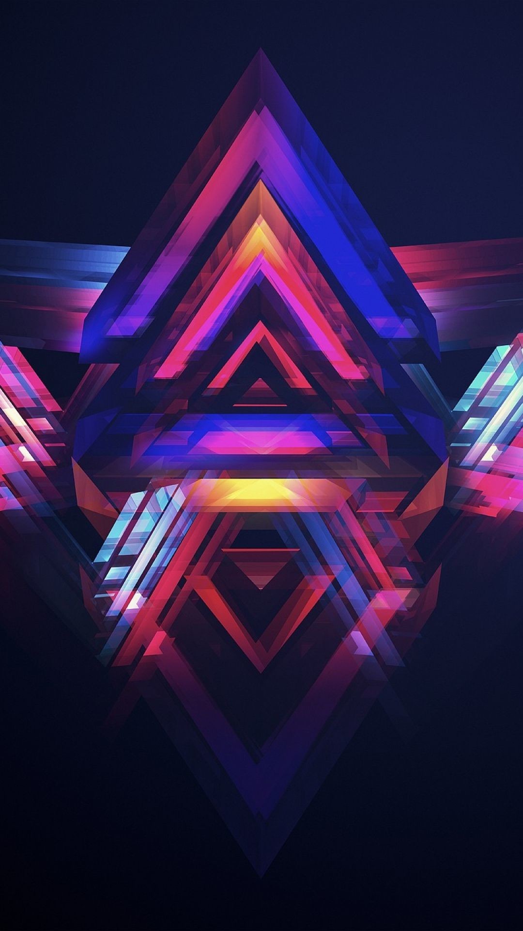 Triangoli, Arte geometrica, Neon, Full HD, wallpaper per smartphone