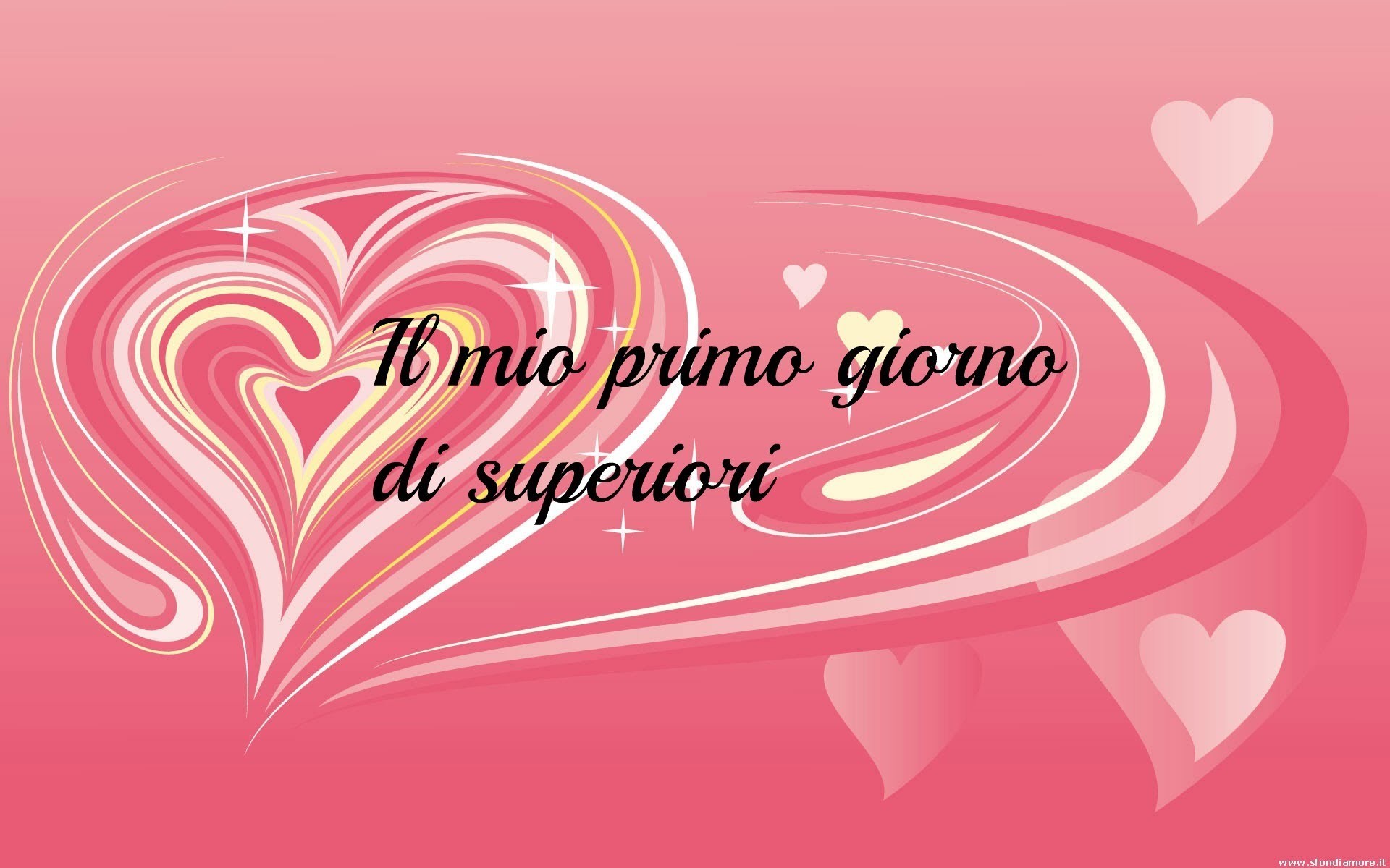 Il mio primo giorno di superiori, Cuori, Rosa, Scritta, Full HD, sfondo Windows 11