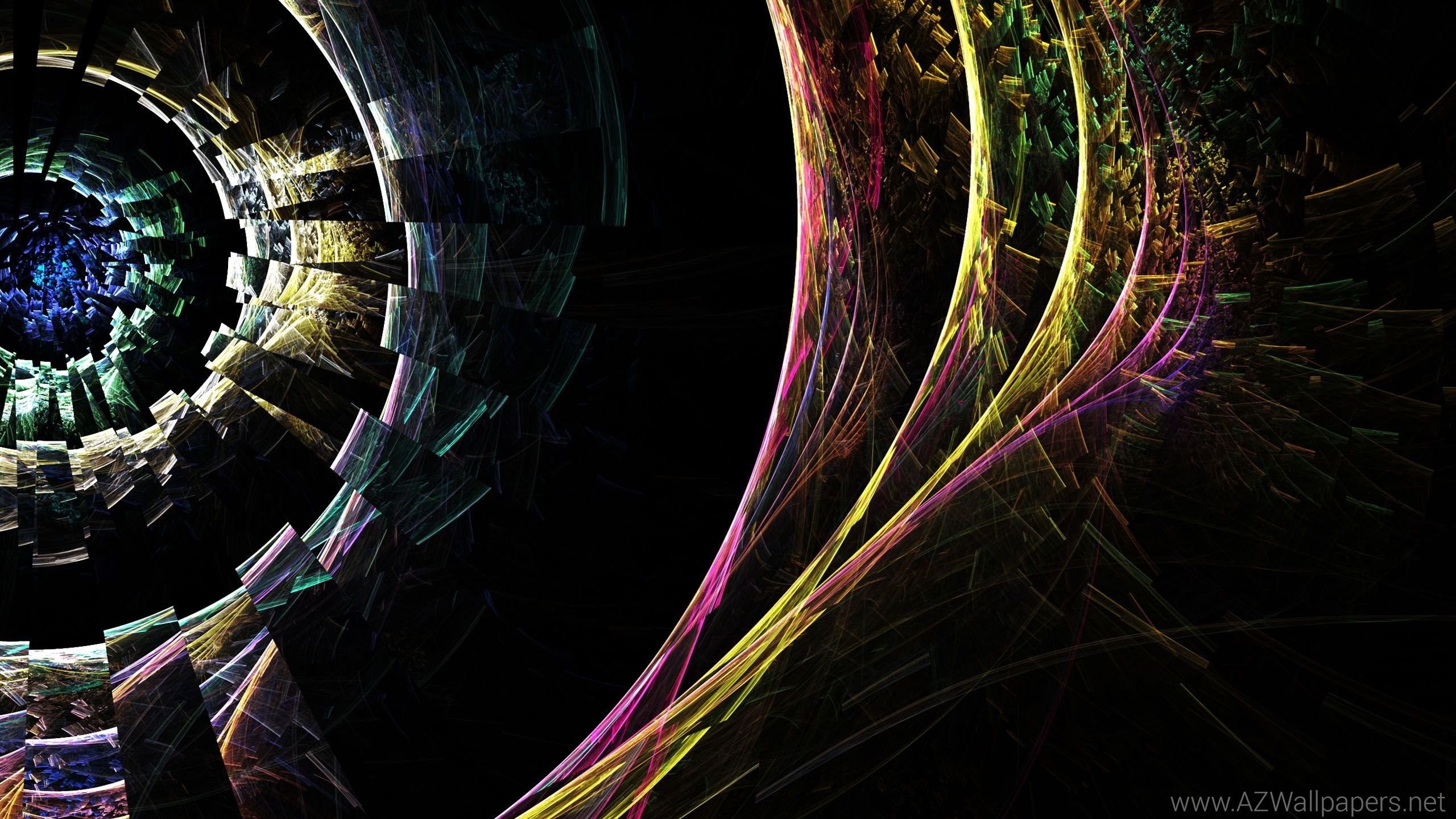 Tunnel astratto, Linee colorate, Sfondo nero, 2K, wallpaper per PC