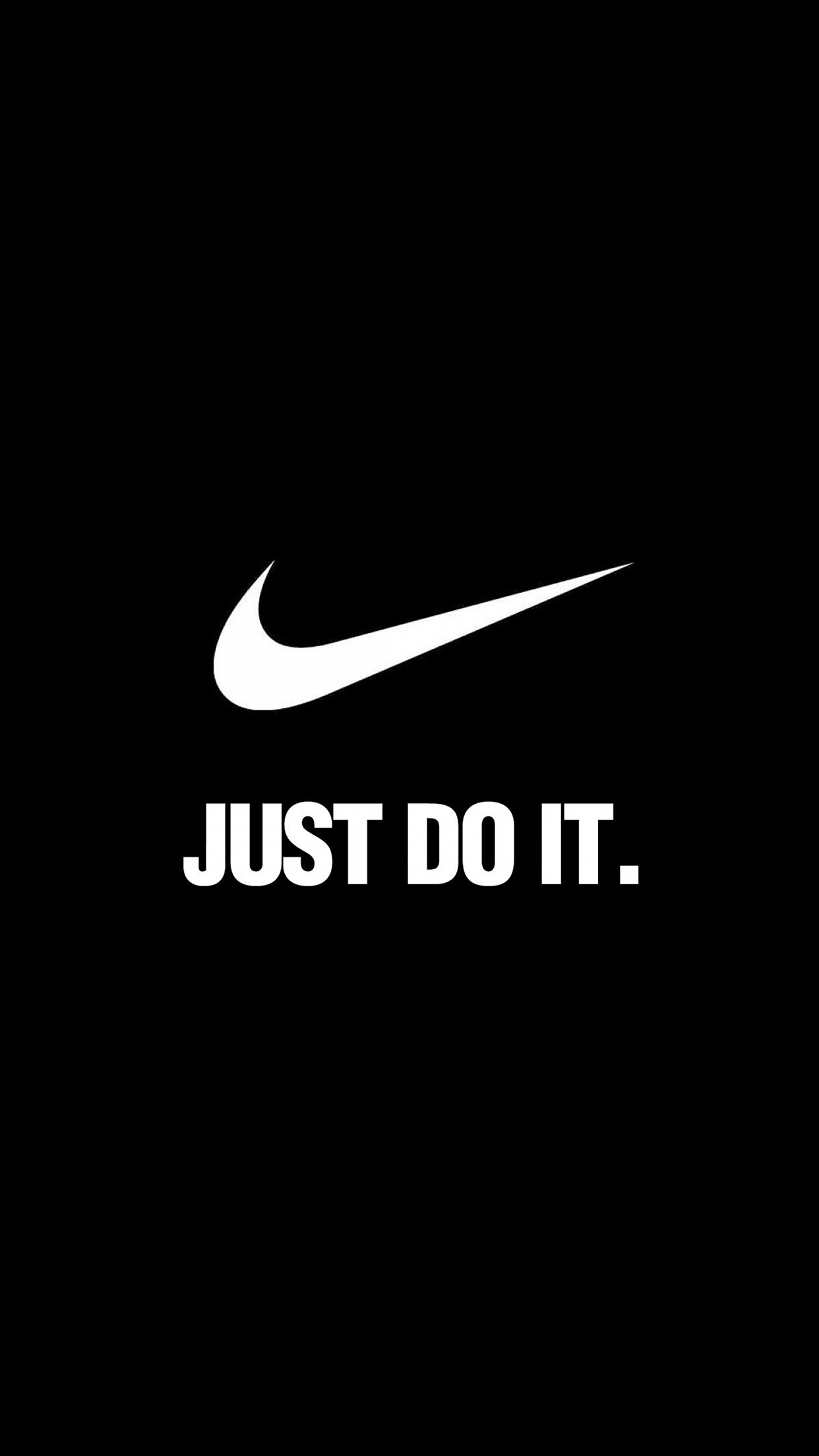 Nike Swoosh, Just Do It, Nike, Sfondo nero, 1242x2208, schermata di blocco iPhone