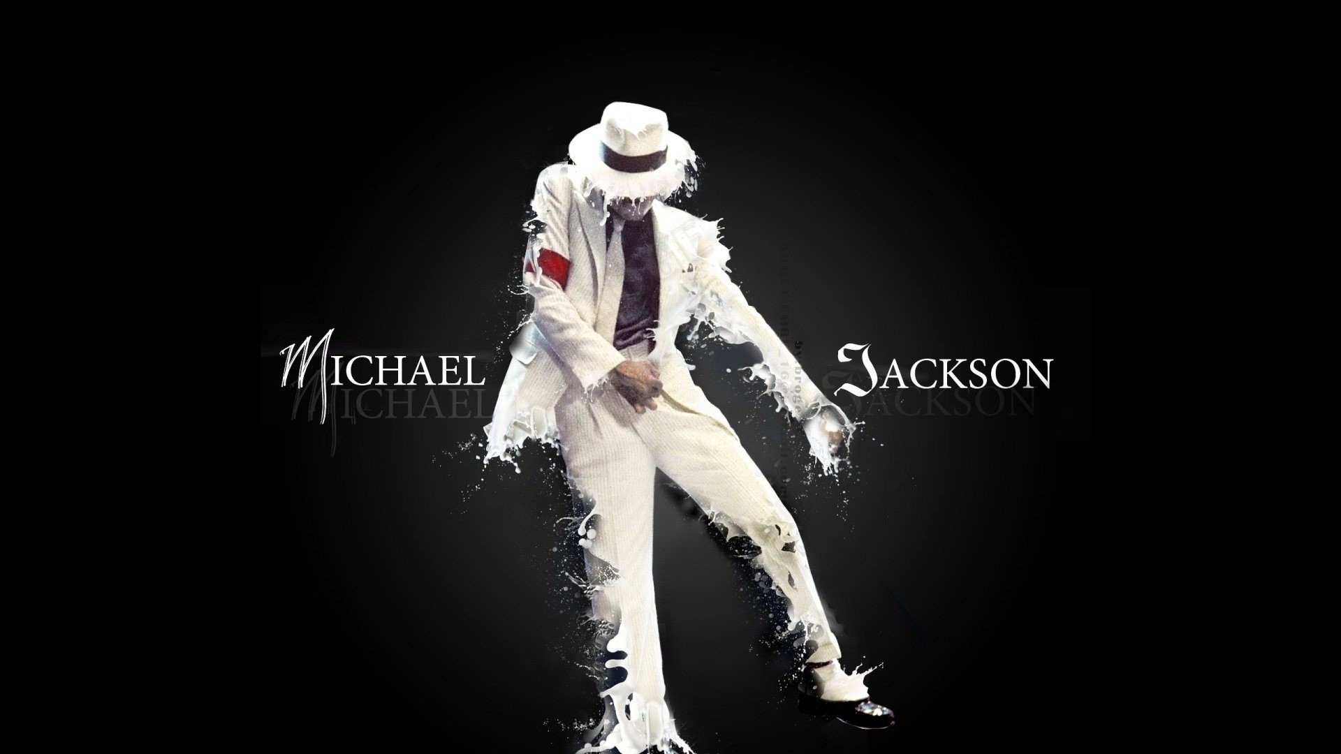 Michael Jackson, Smooth Criminal, Abito bianco, Sfondo nero, Full HD, wallpaper desktop