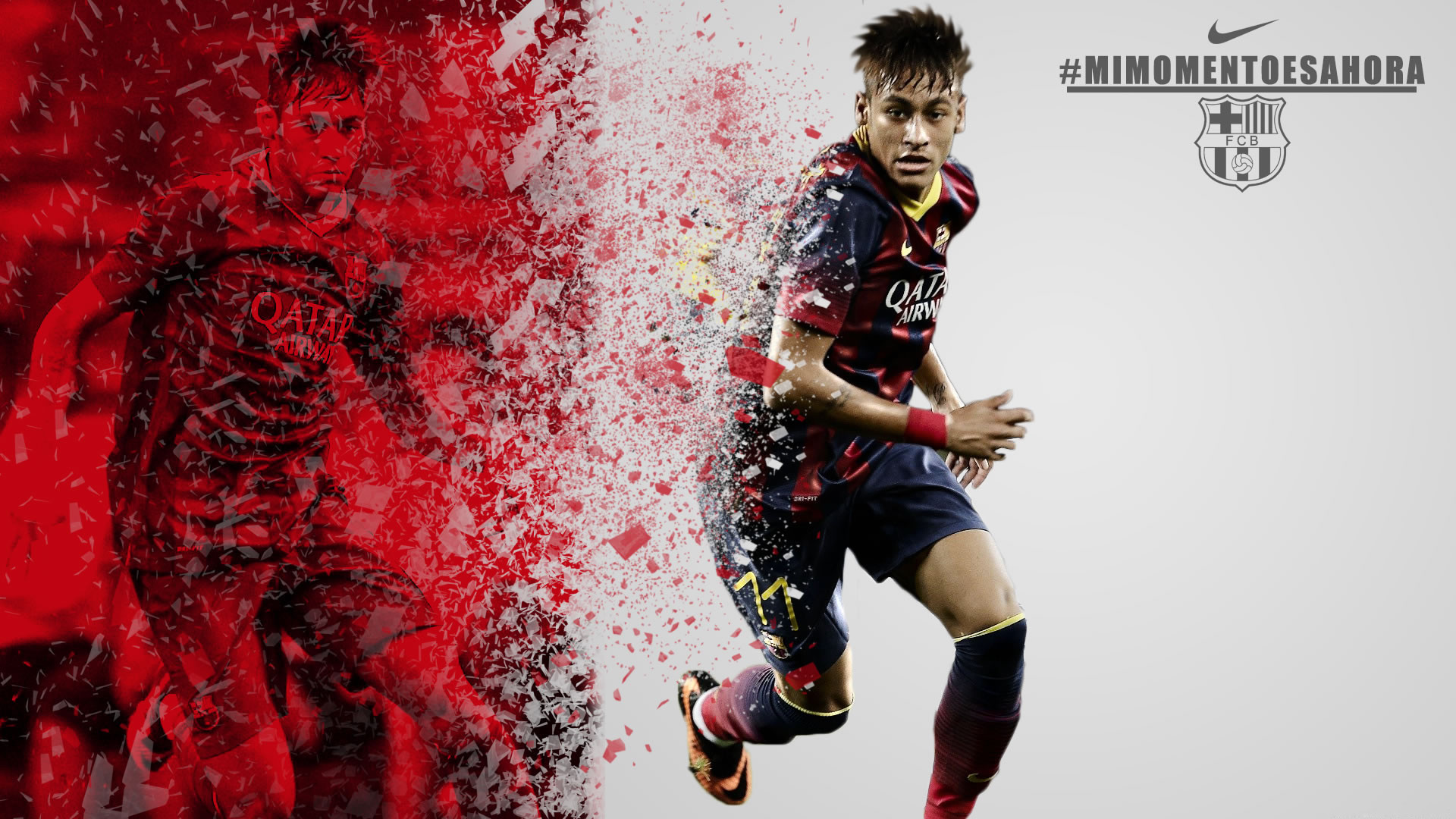 Neymar, FC Barcelona, Nike, Dispersione, Rosso, 1920x1080, immagine di sfondo