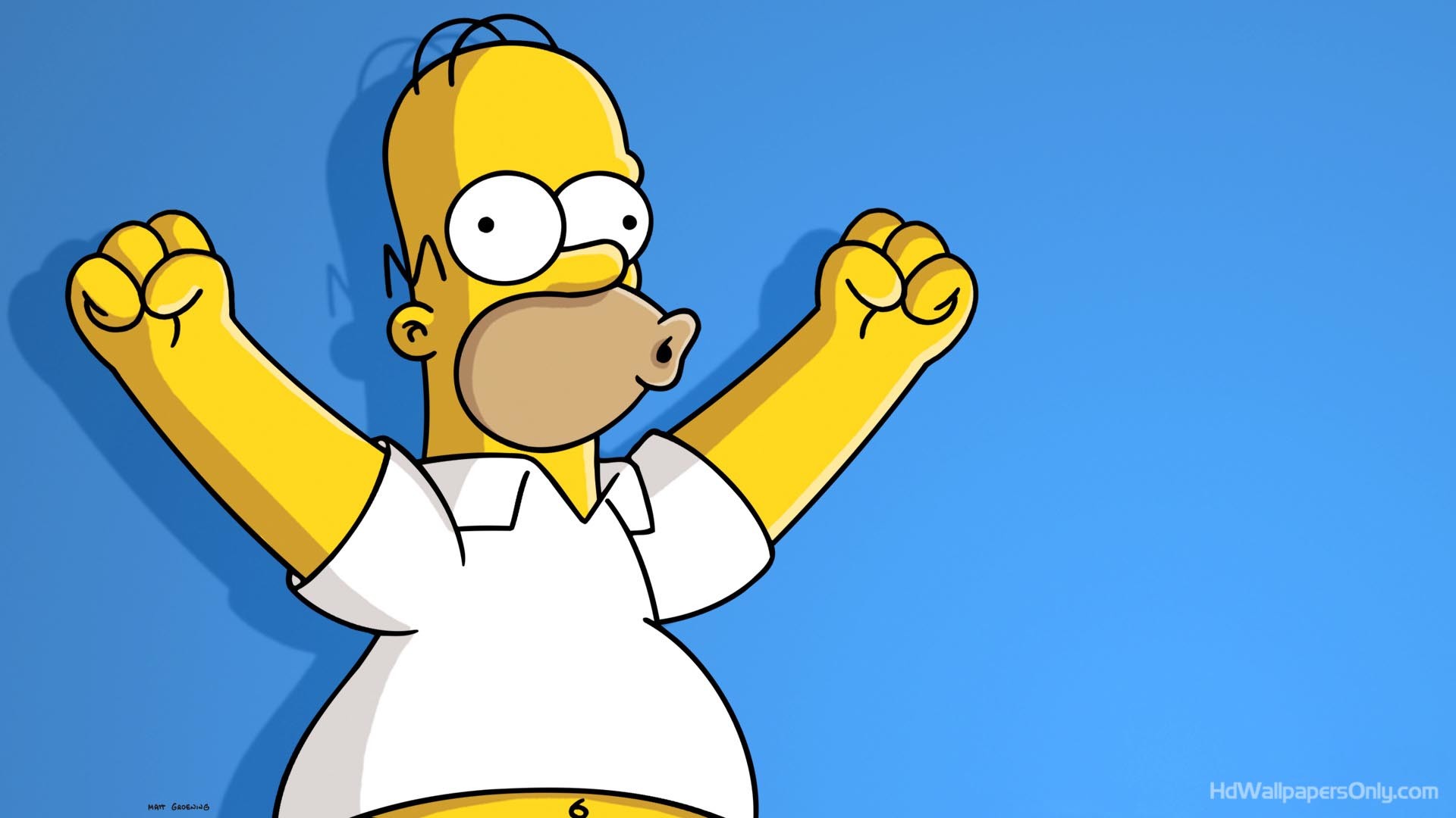 Homer Simpson, I Simpson, Sfondo blu, 16:9 Full HD, wallpaper widescreen